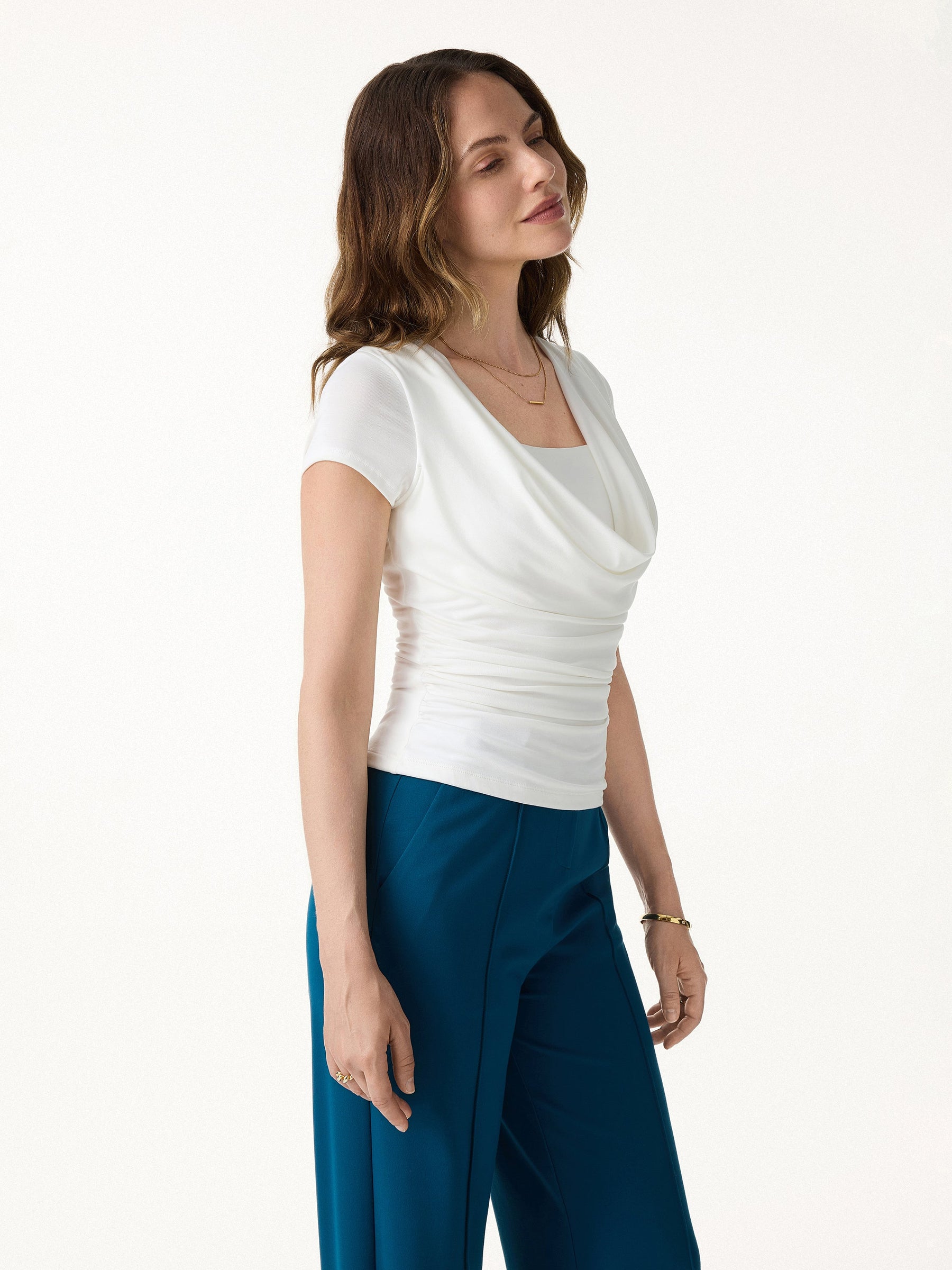 Smoothing Cowl Neck Ruched Bra Top