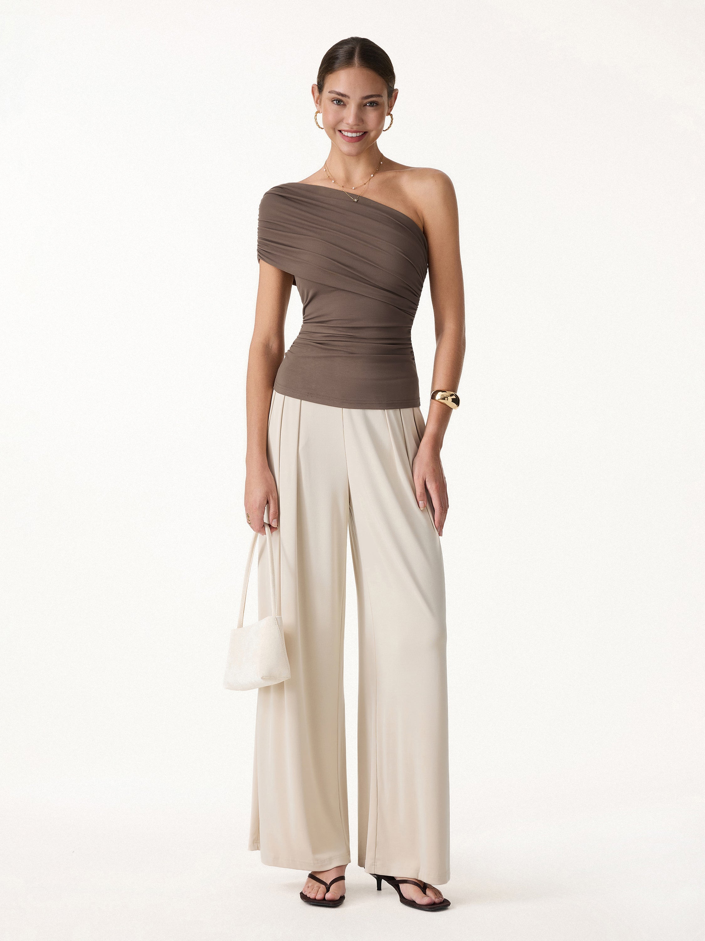 One Shoulder Gathered Bra Top