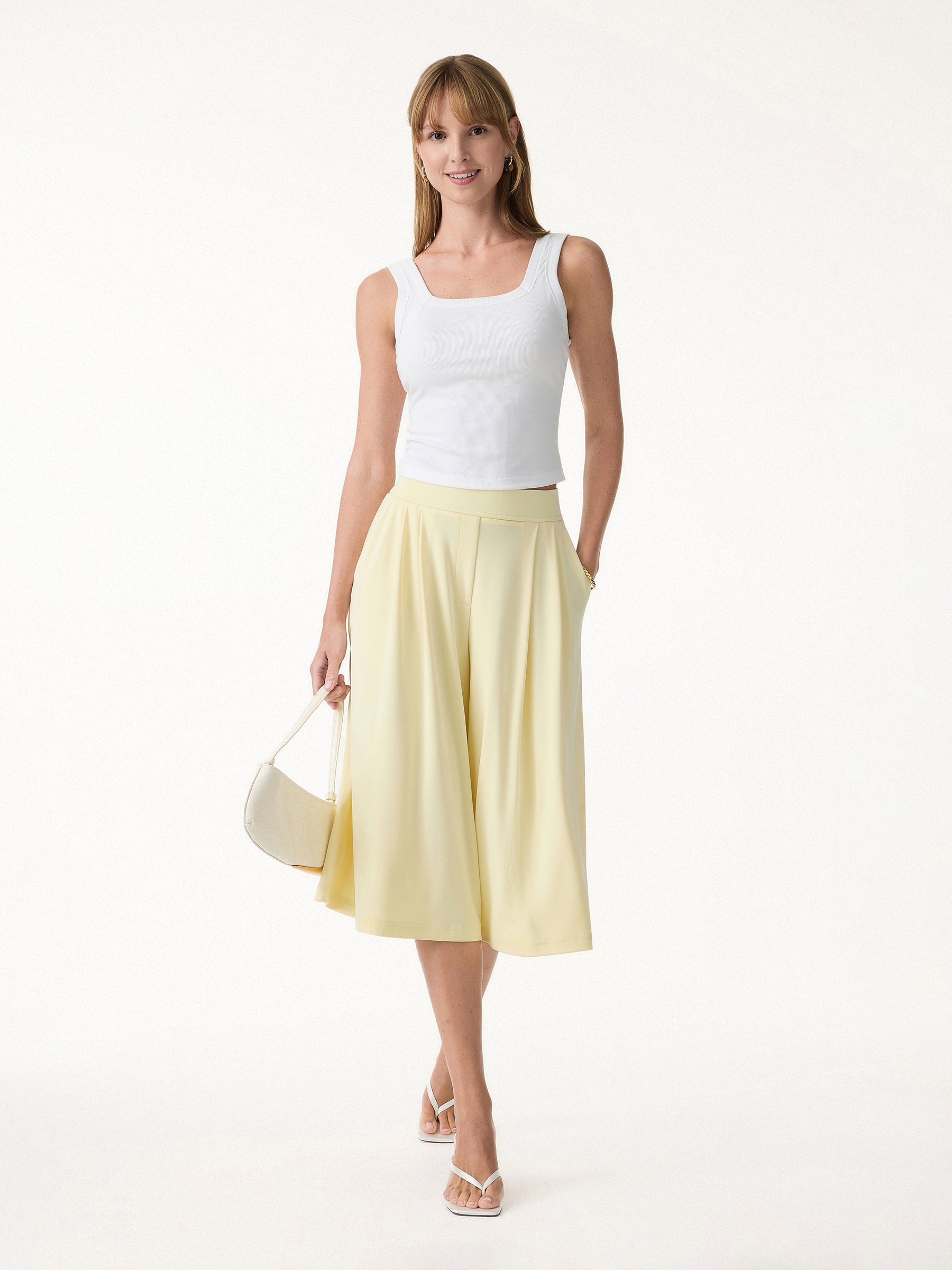 Sandwashed Super Flowy Cropped Palazzo Leg Pant with Pockets