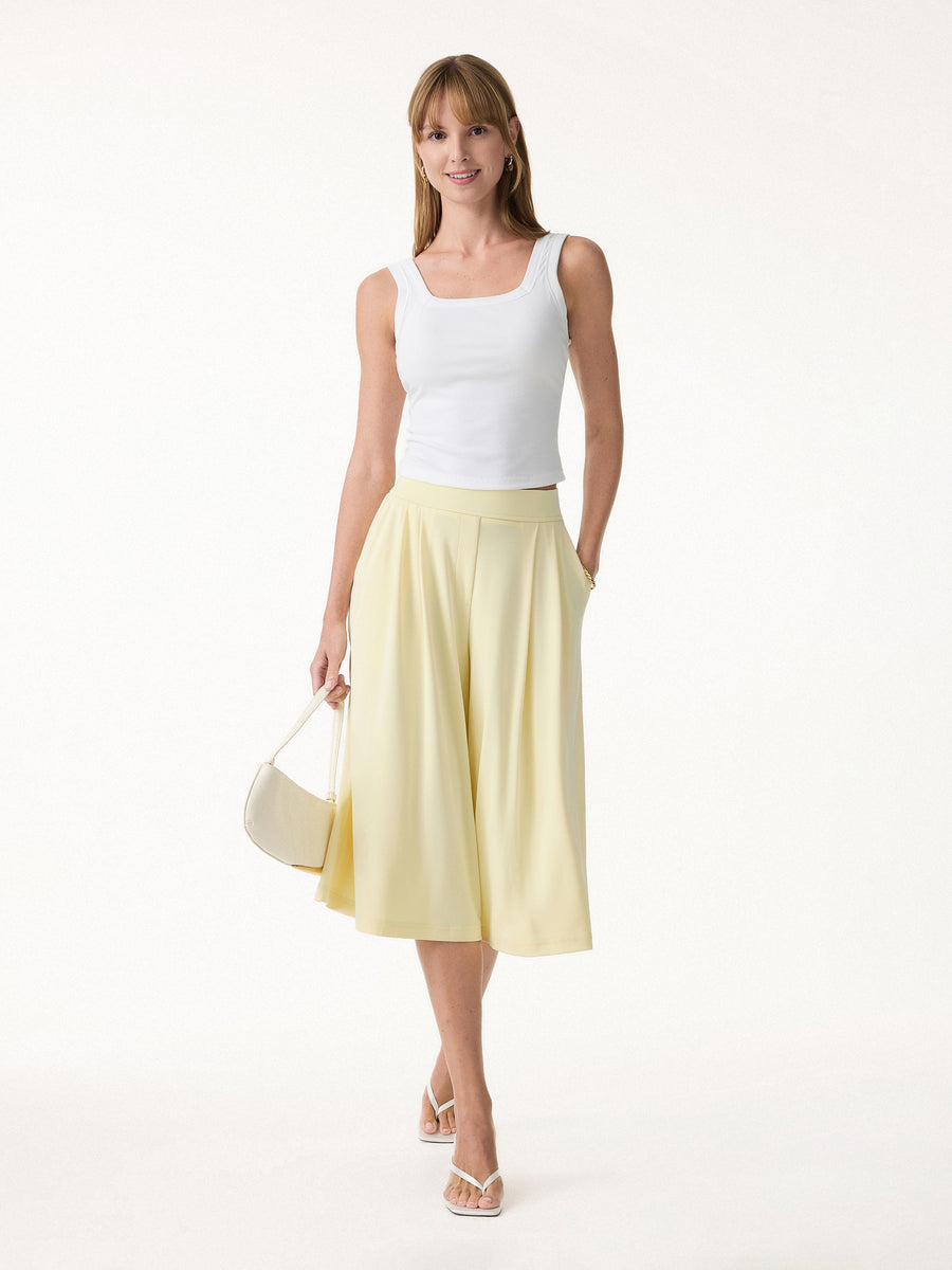 Sandwashed Super Flowy Cropped Palazzo Leg Pant with Pockets