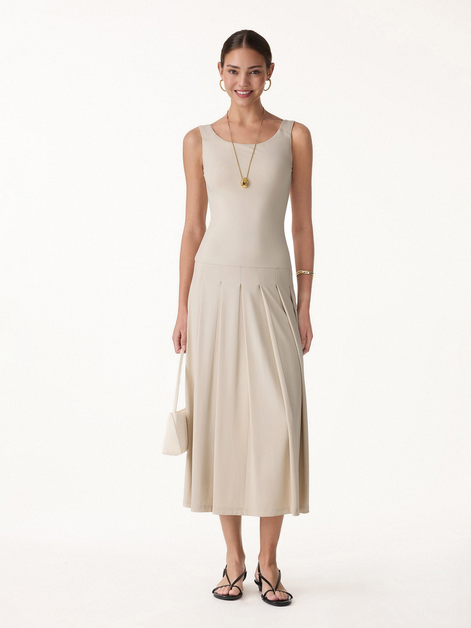 CoolTouch Multi-Wear Pleated Midi Bra Dress