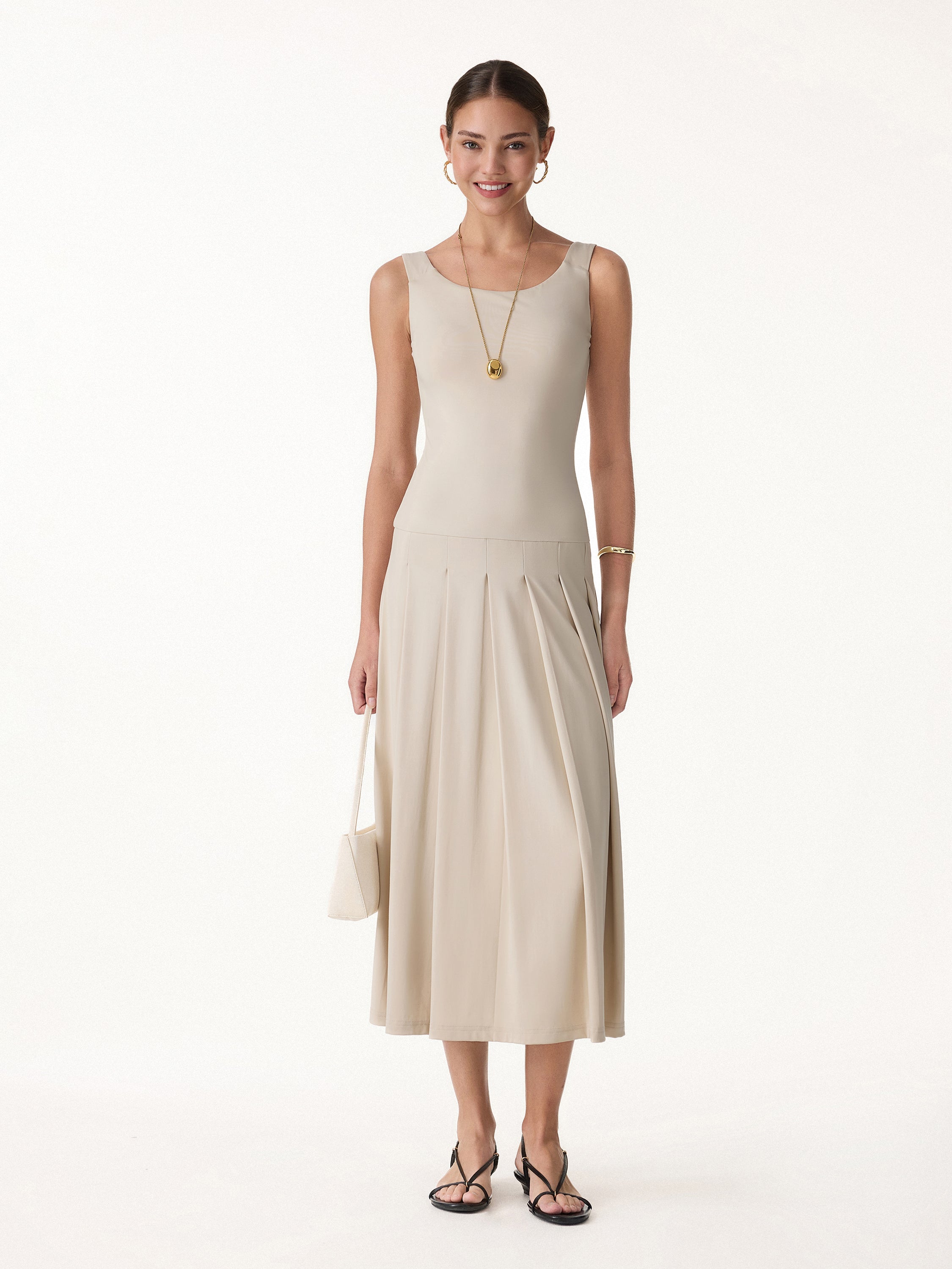 CoolTouch Multi-Wear Pleated Midi Bra Dress