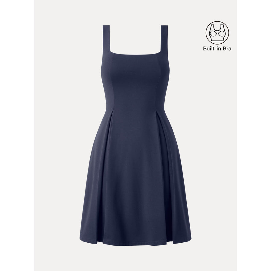 Square Neck Fit-and-flare Mini Bra Dress