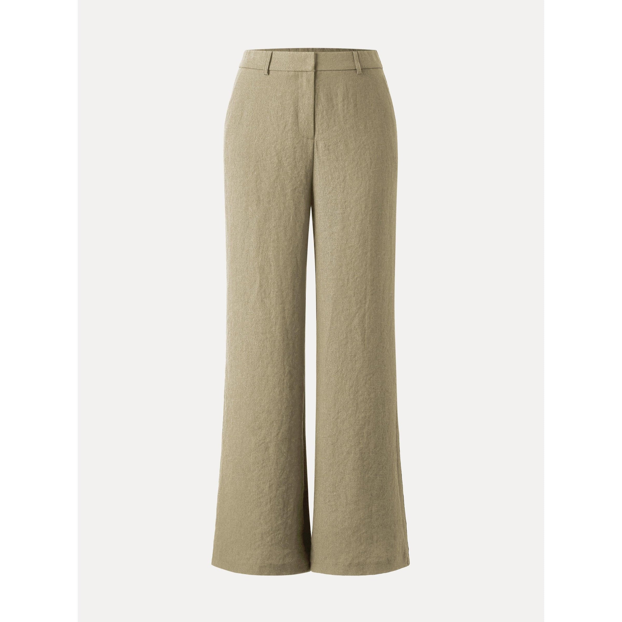 European Linen-Like Mid Rise Flared Pant with Pockets