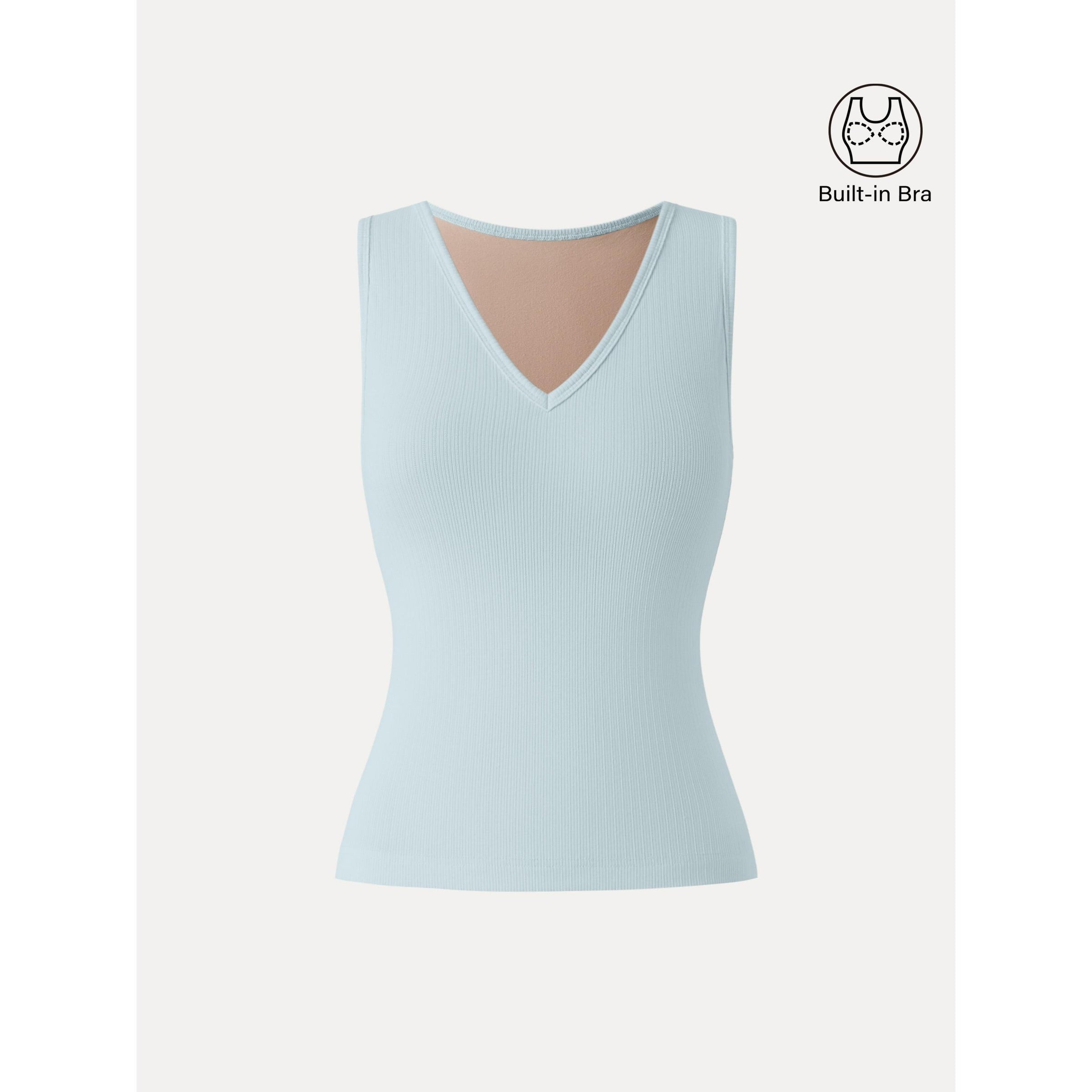 Pointelle V-neck Sleeveless Bra Tank