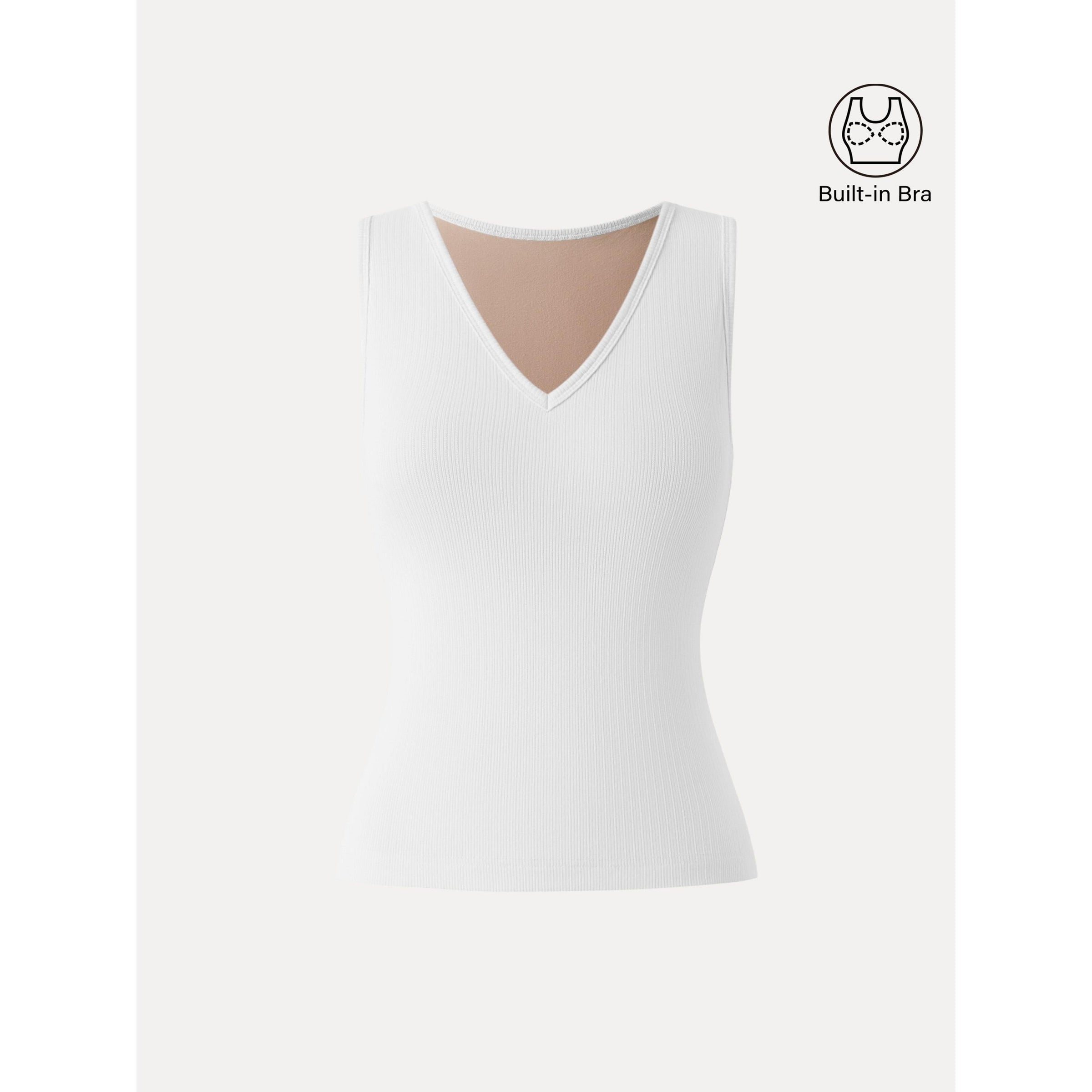 Pointelle V-neck Sleeveless Bra Tank