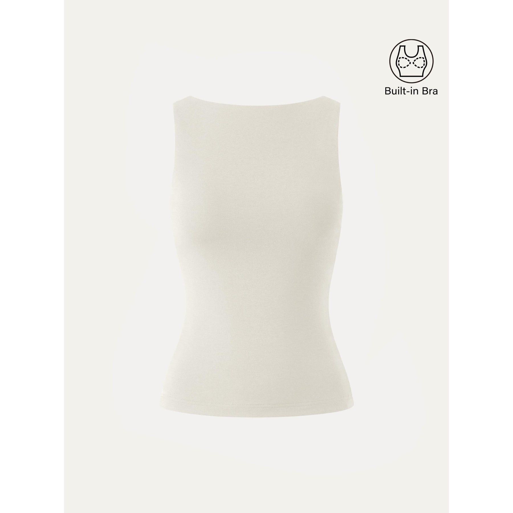 Stretch Cotton Boatneck Bra Tank