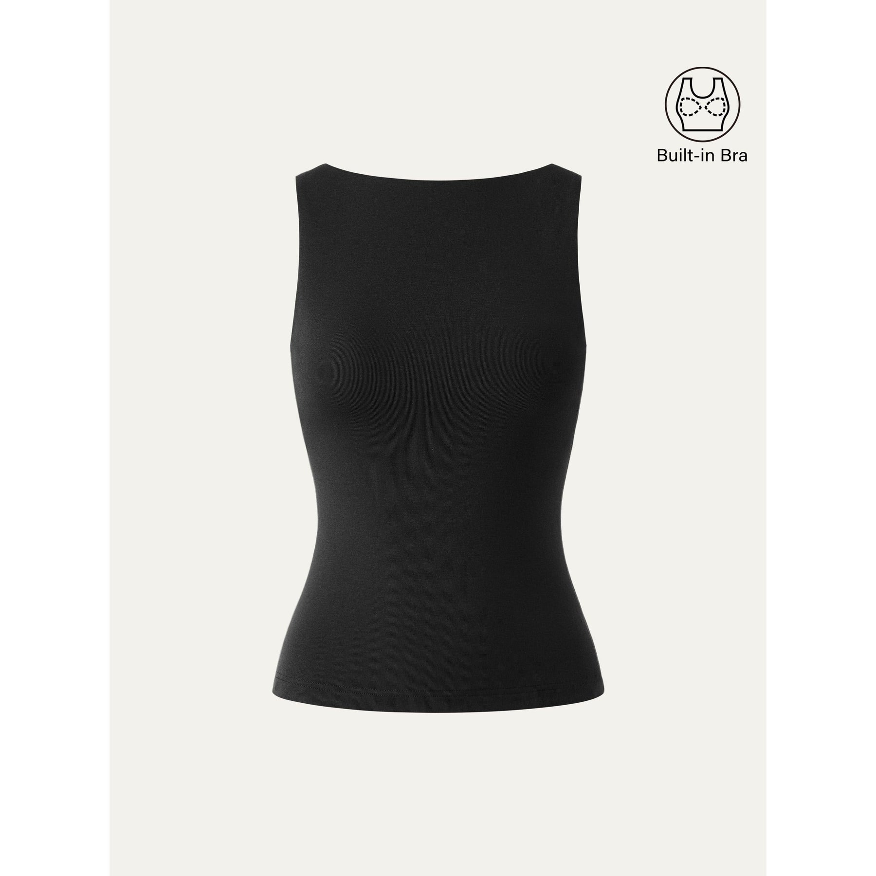 Stretch Cotton Boatneck Bra Tank