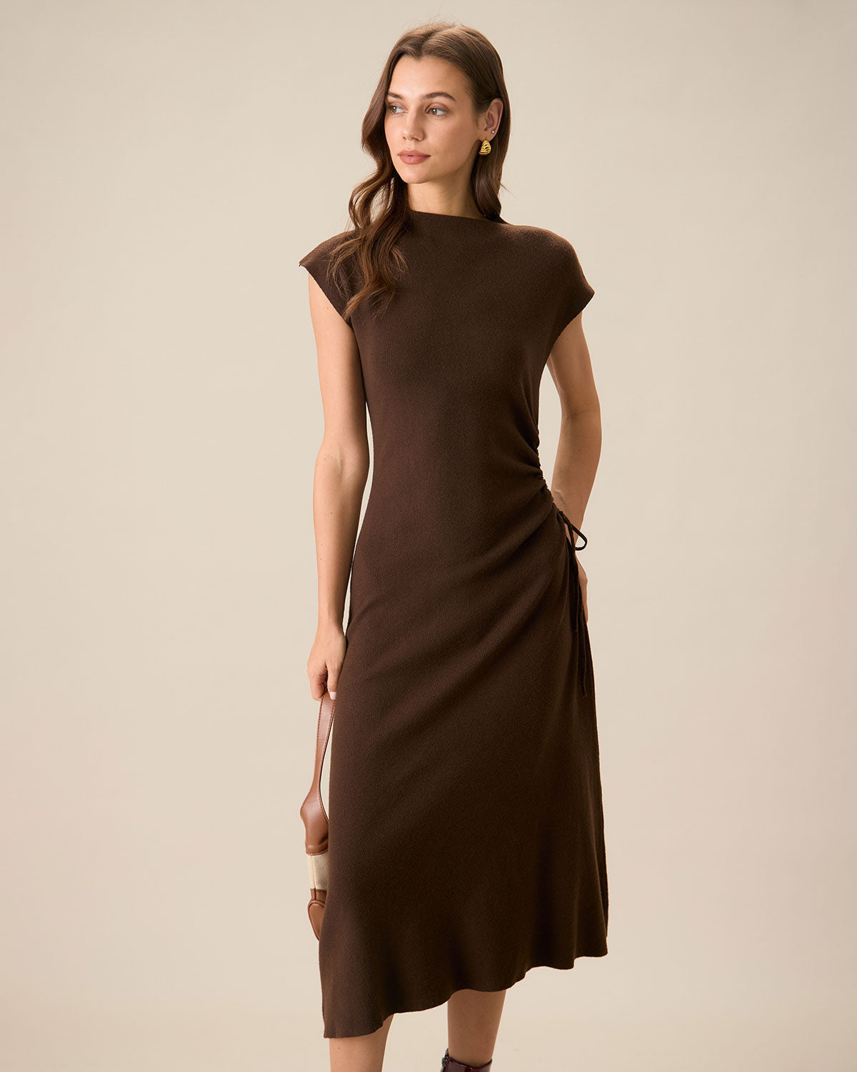 Coffee Bodycon Reversible Sweater Dress