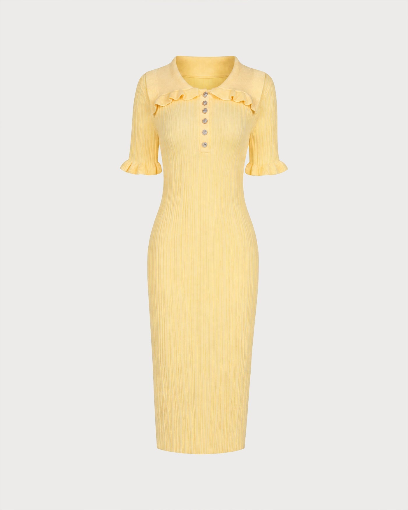 Yellow Textured Tunic Mini Sweater Dress