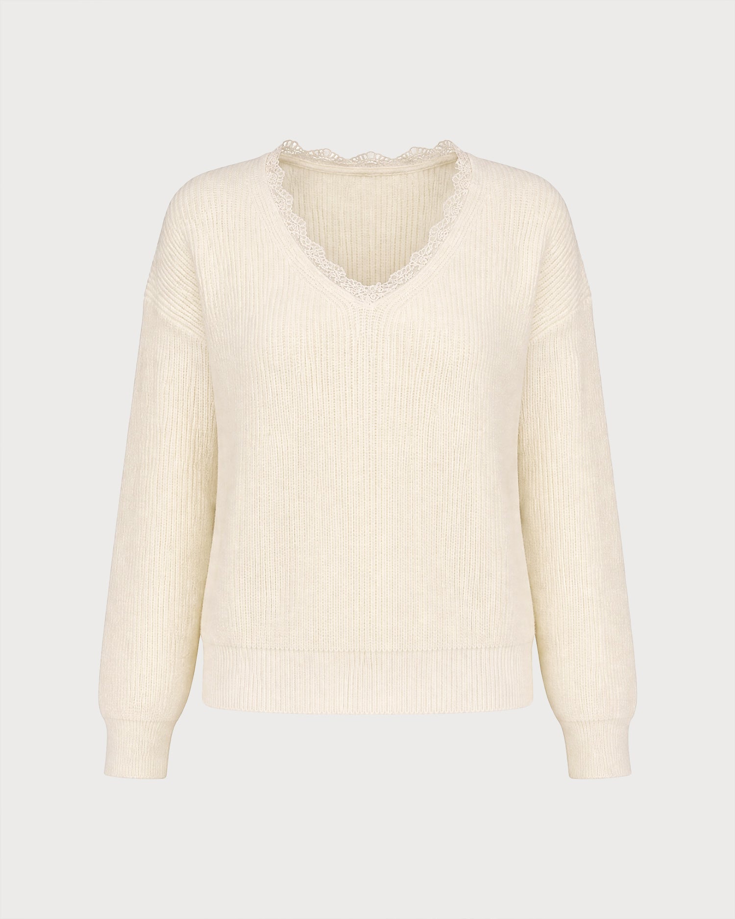 Apricot V Neck Splicing Knit Sweater