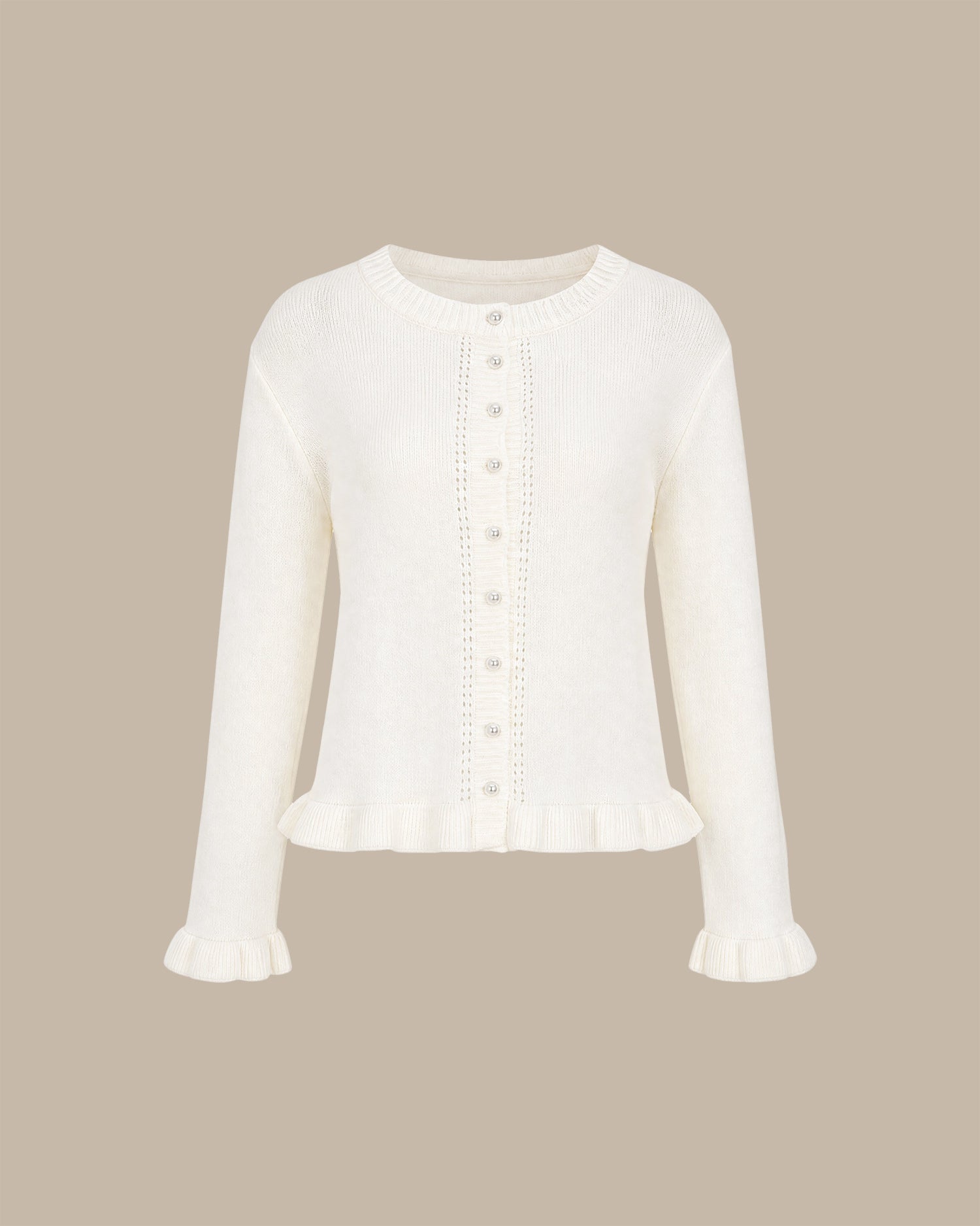 Off White Single Breasted Knit Cardigan