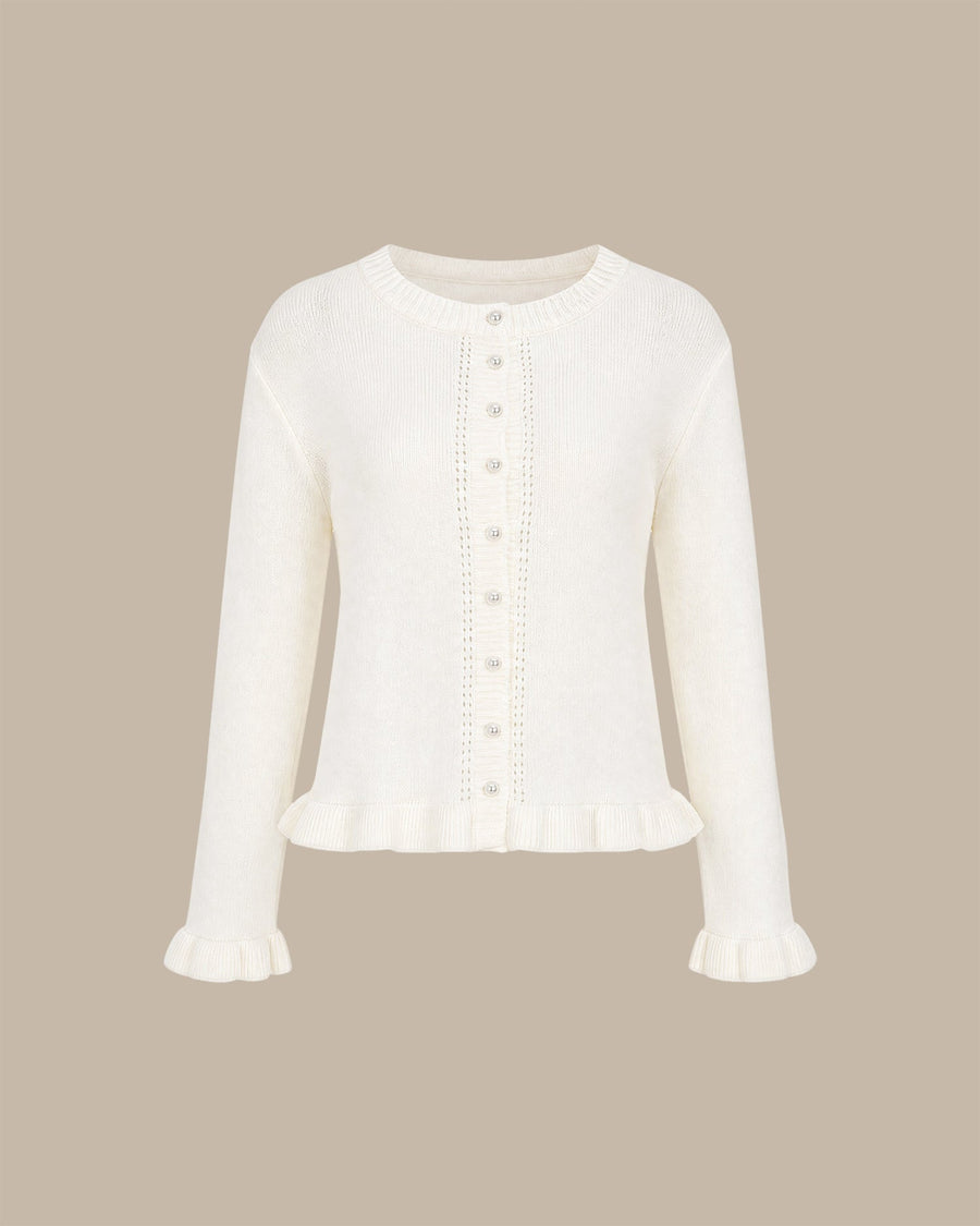 Off White Single Breasted Knit Cardigan