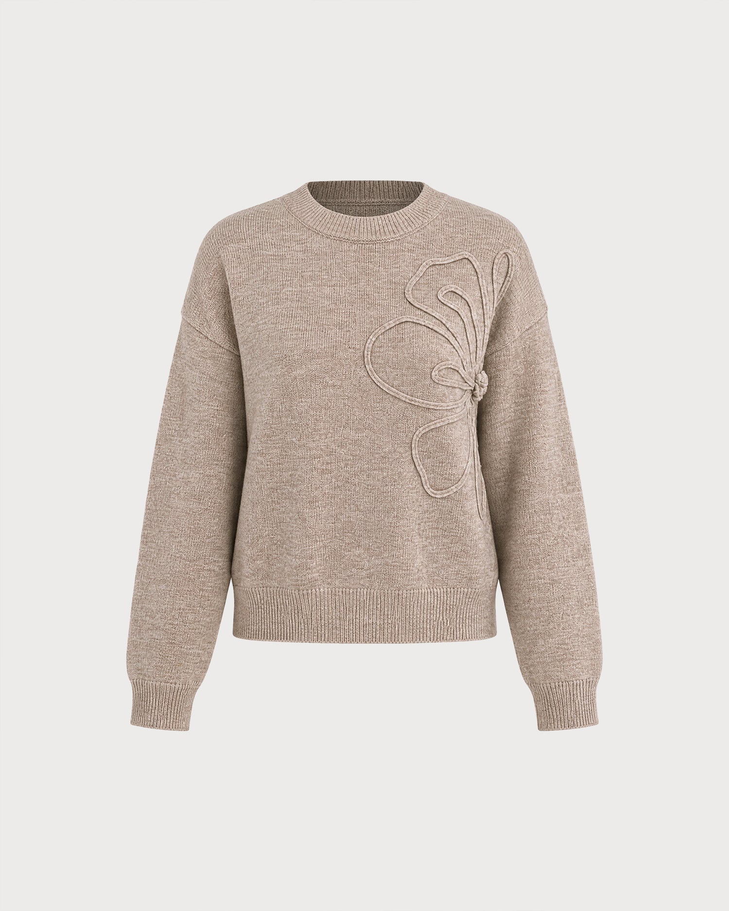 Khaki Round Neck Knit Sweater