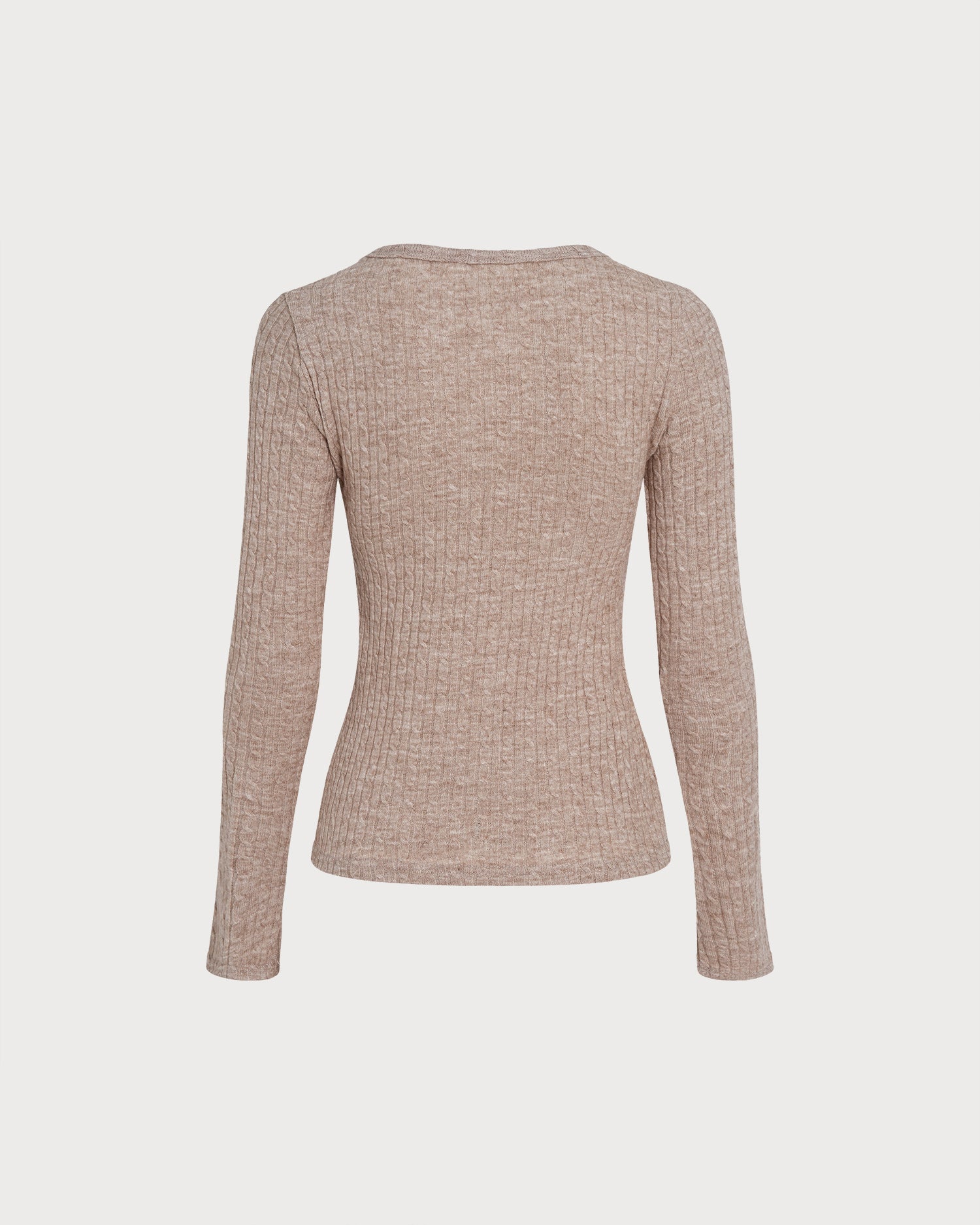 Camel V Neck Button Knit Sweater