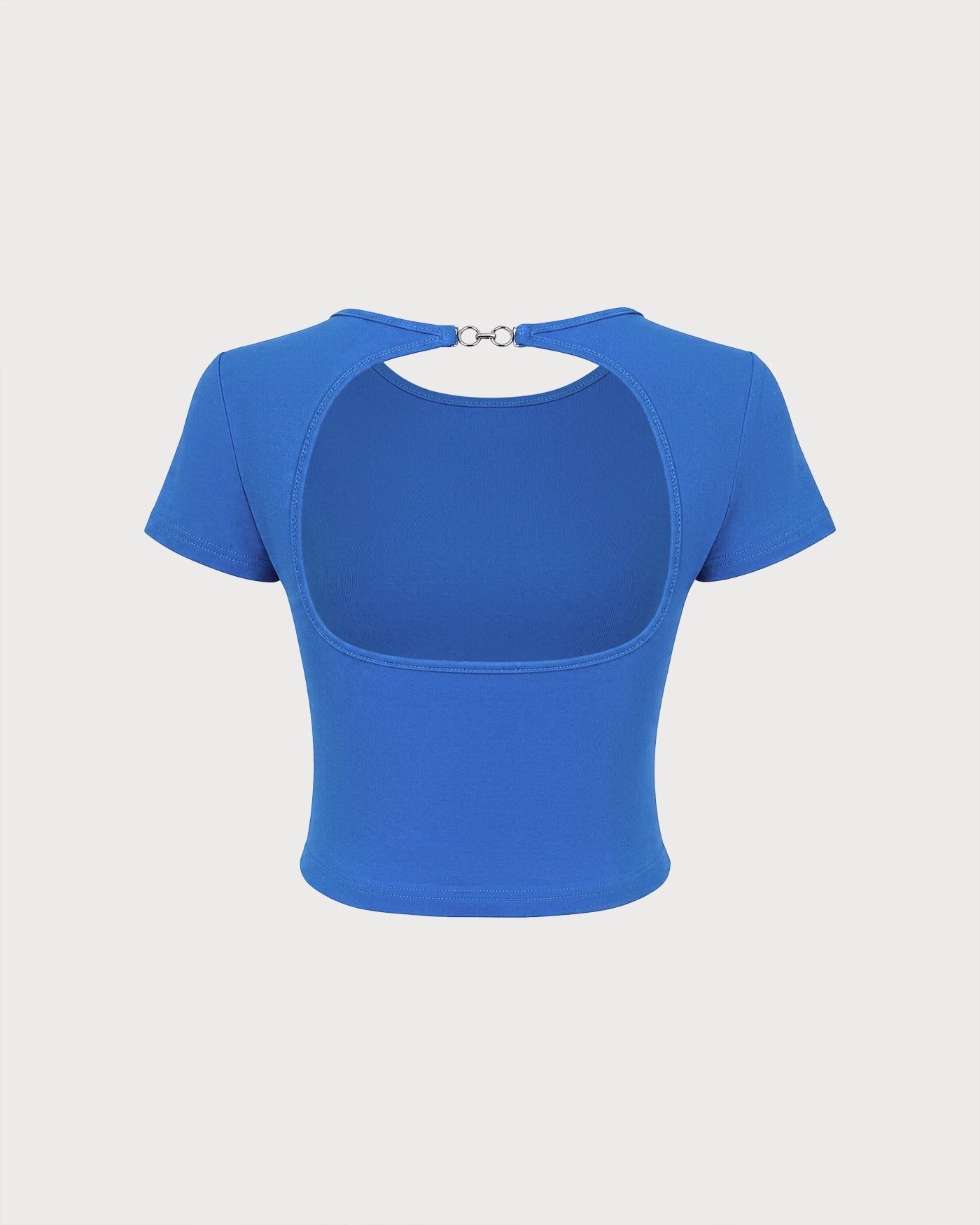 Blue Round Neck Button Knit Tee