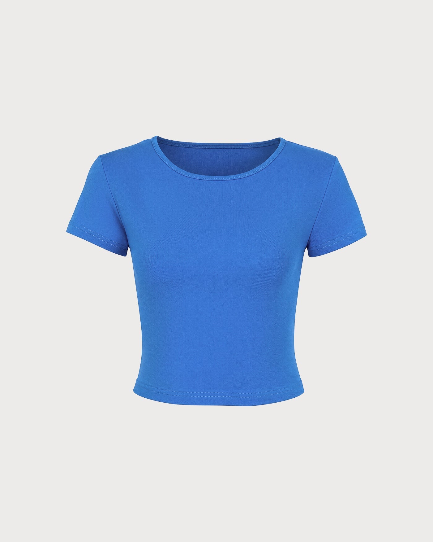 Blue Round Neck Button Knit Tee