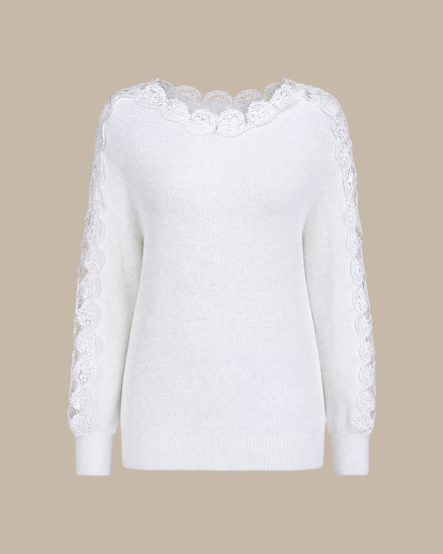White Boat Neck Cut Out Sweater