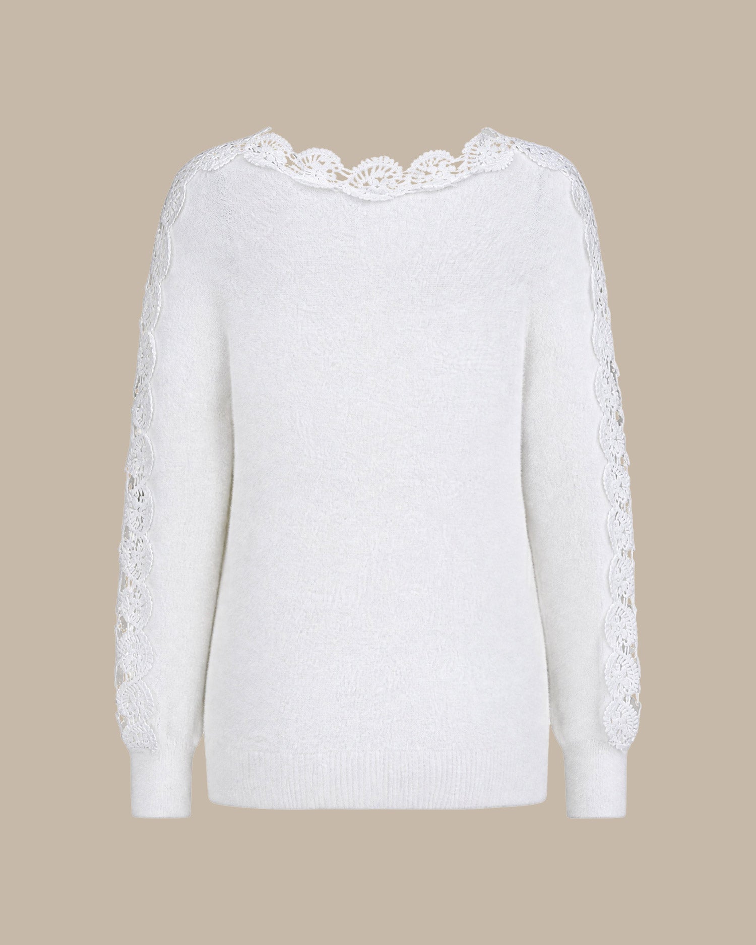 White Boat Neck Cut Out Sweater