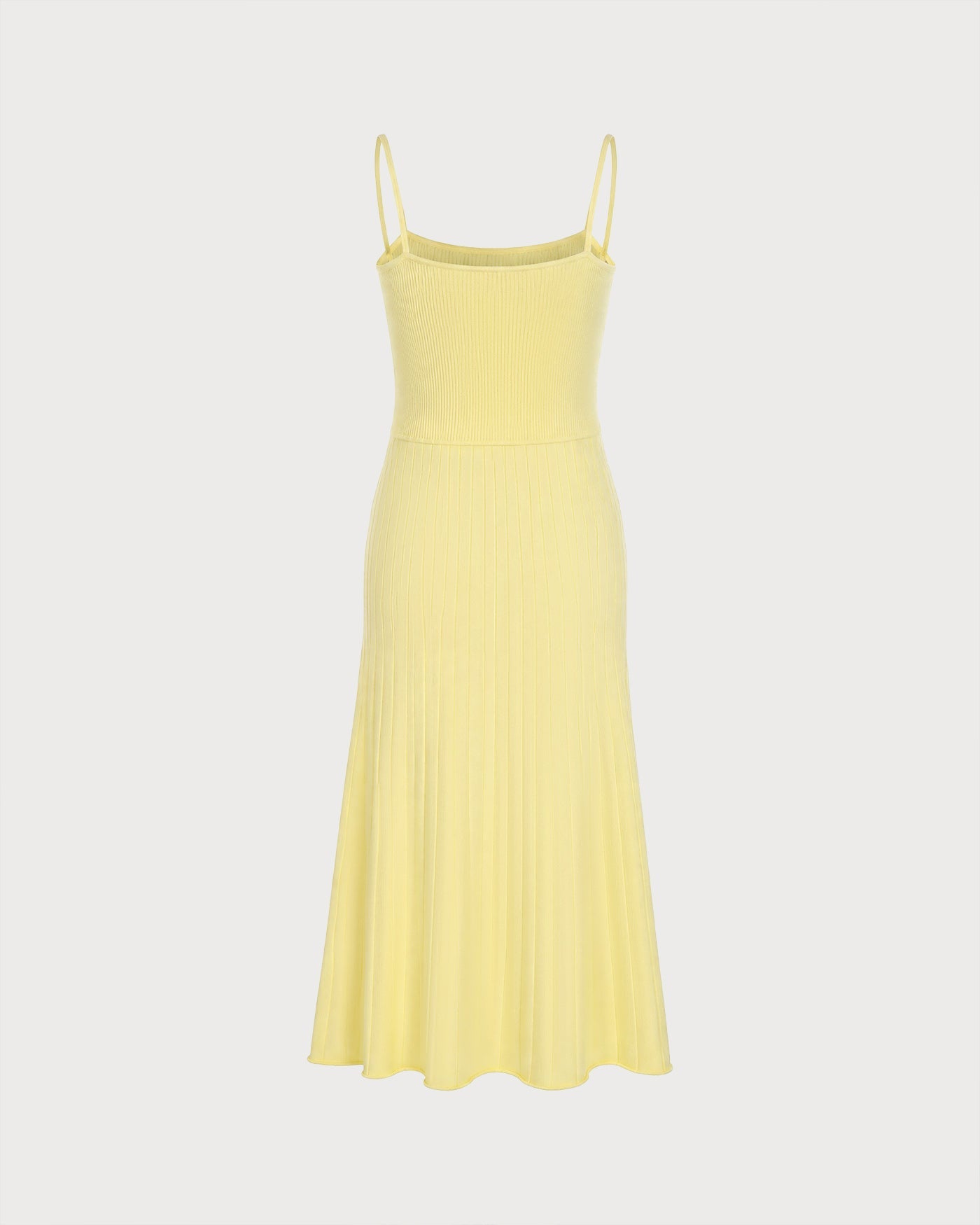Yellow Textured Slip Sweater Midi Dress