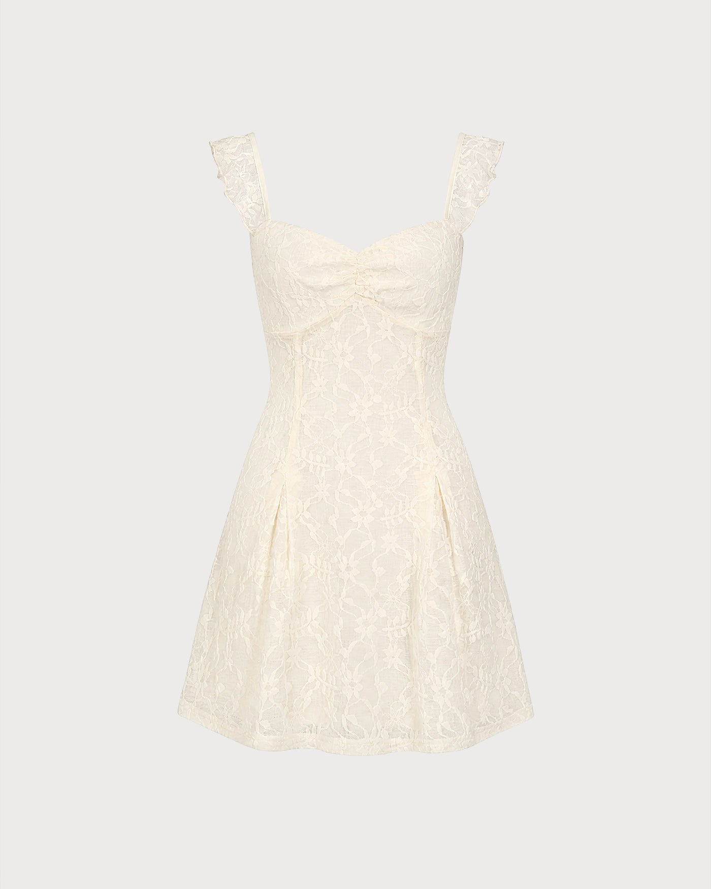Apricot Sweetheart Neck Floral Lace Mini Dress