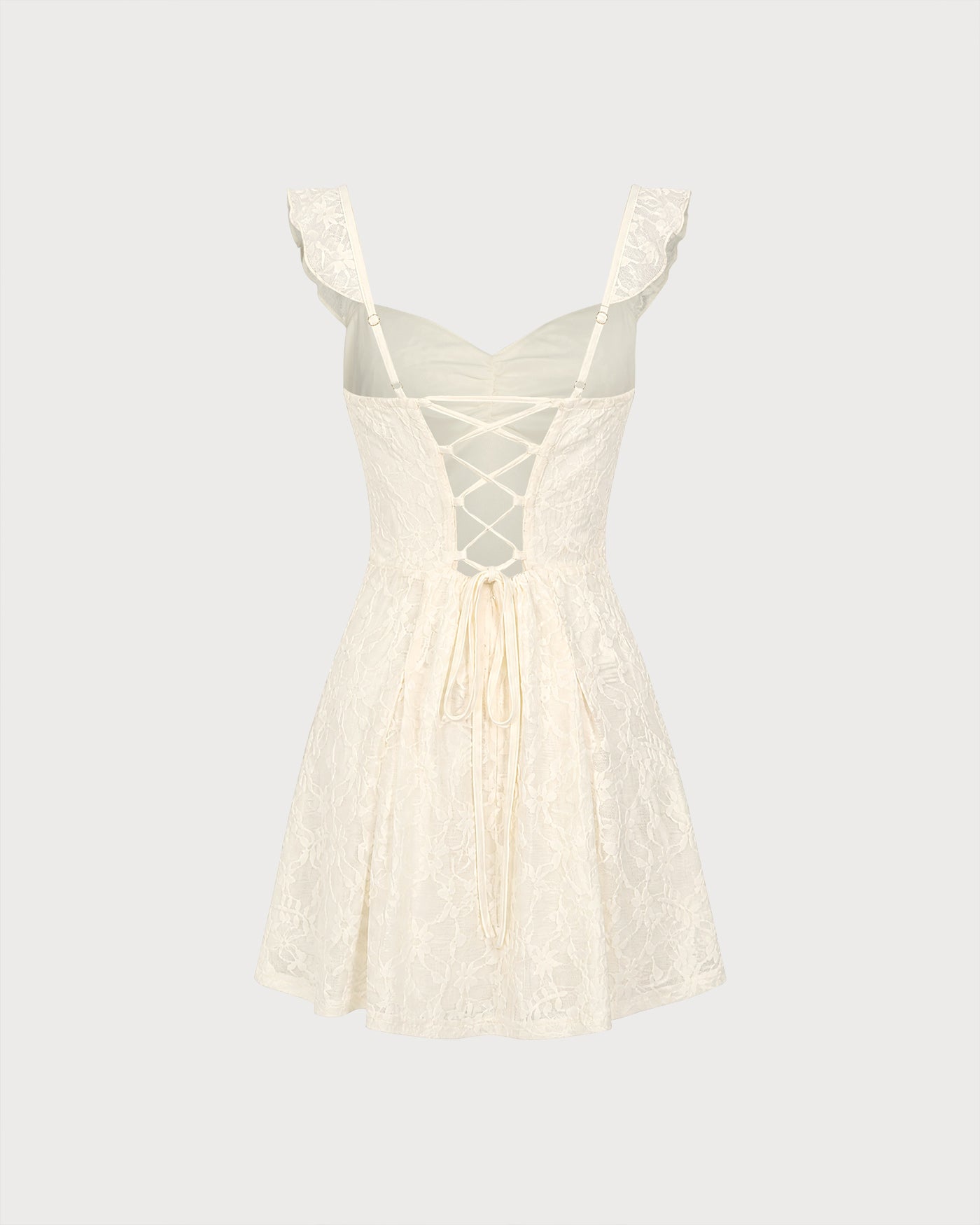 Apricot Sweetheart Neck Floral Lace Mini Dress