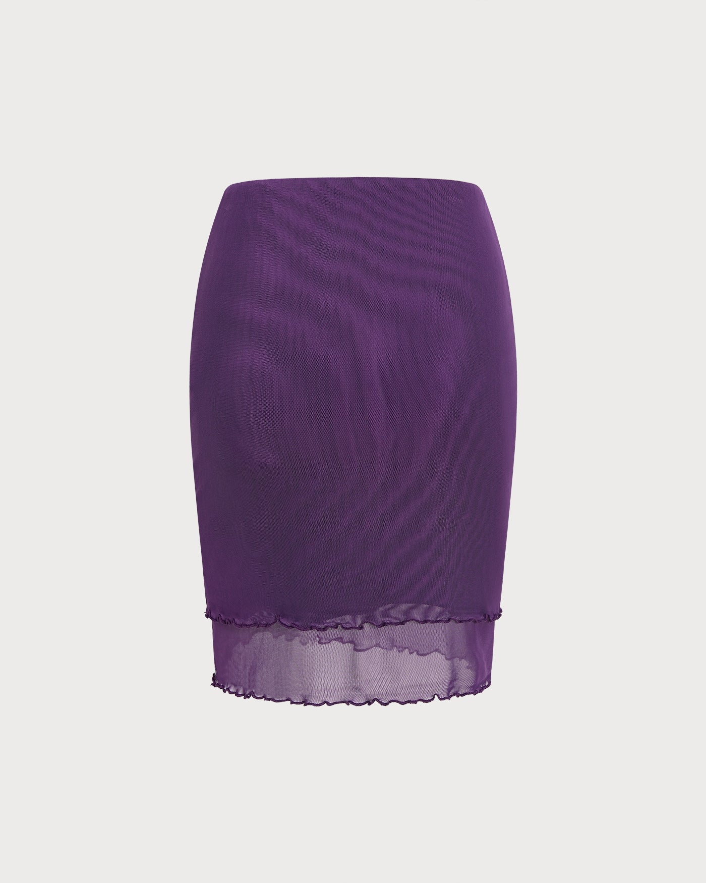 Purple Elastic Waist Straight Skirt