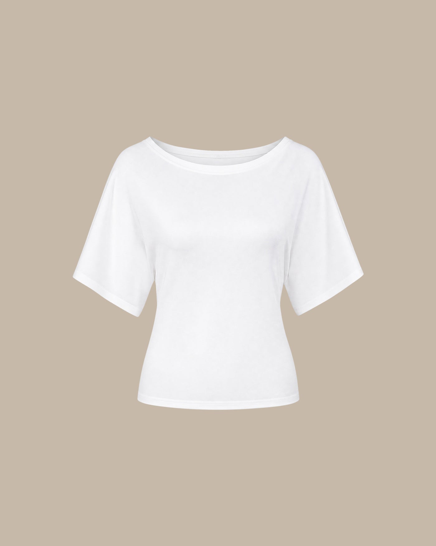 White Solid Boat Neck Knit Tee