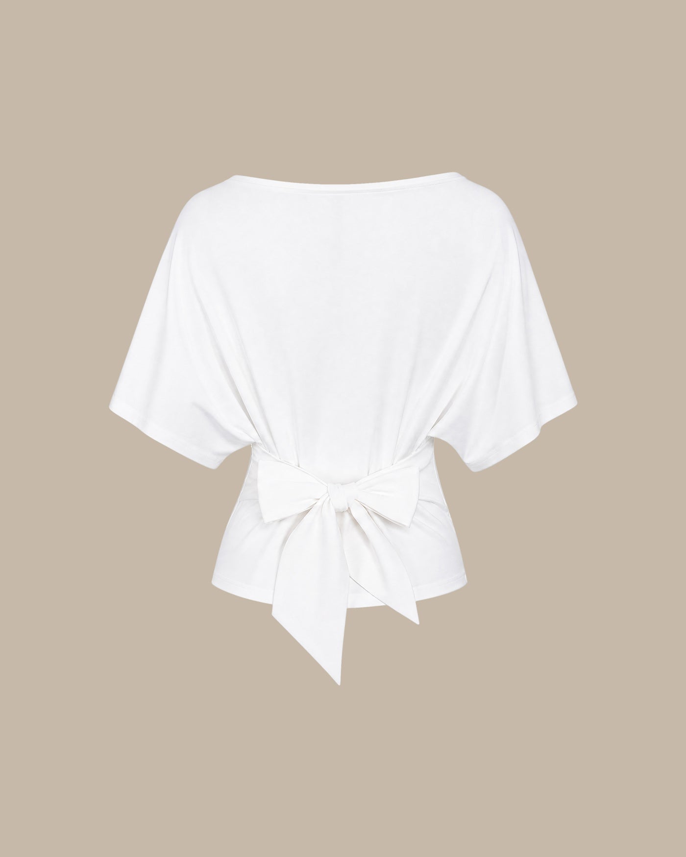 White Solid Boat Neck Knit Tee
