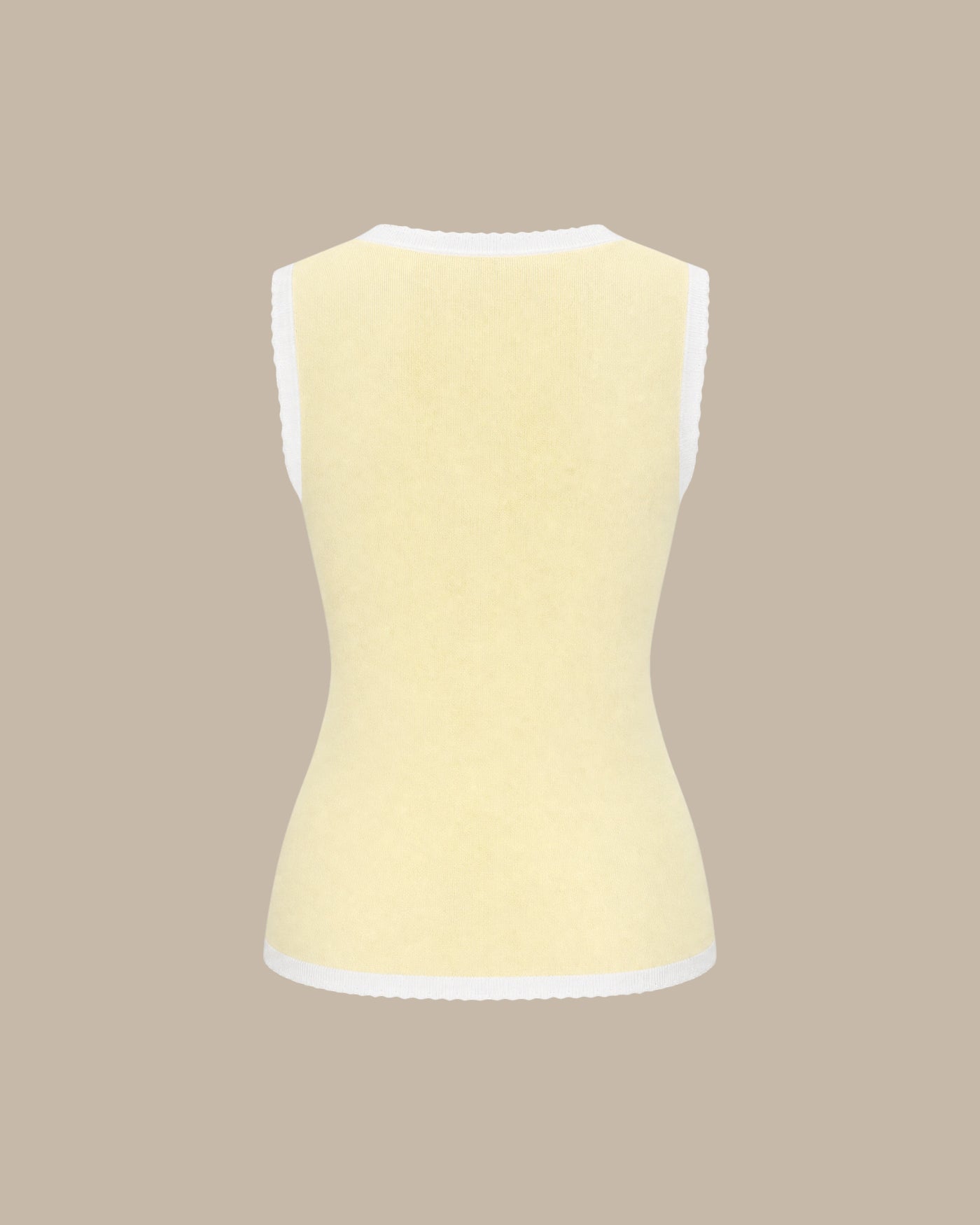 Yellow Contrasting Button Knit Tank