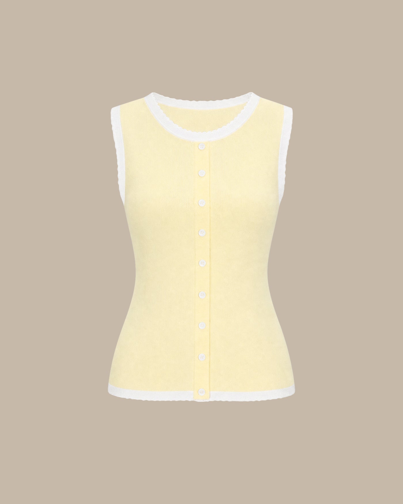 Yellow Contrasting Button Knit Tank