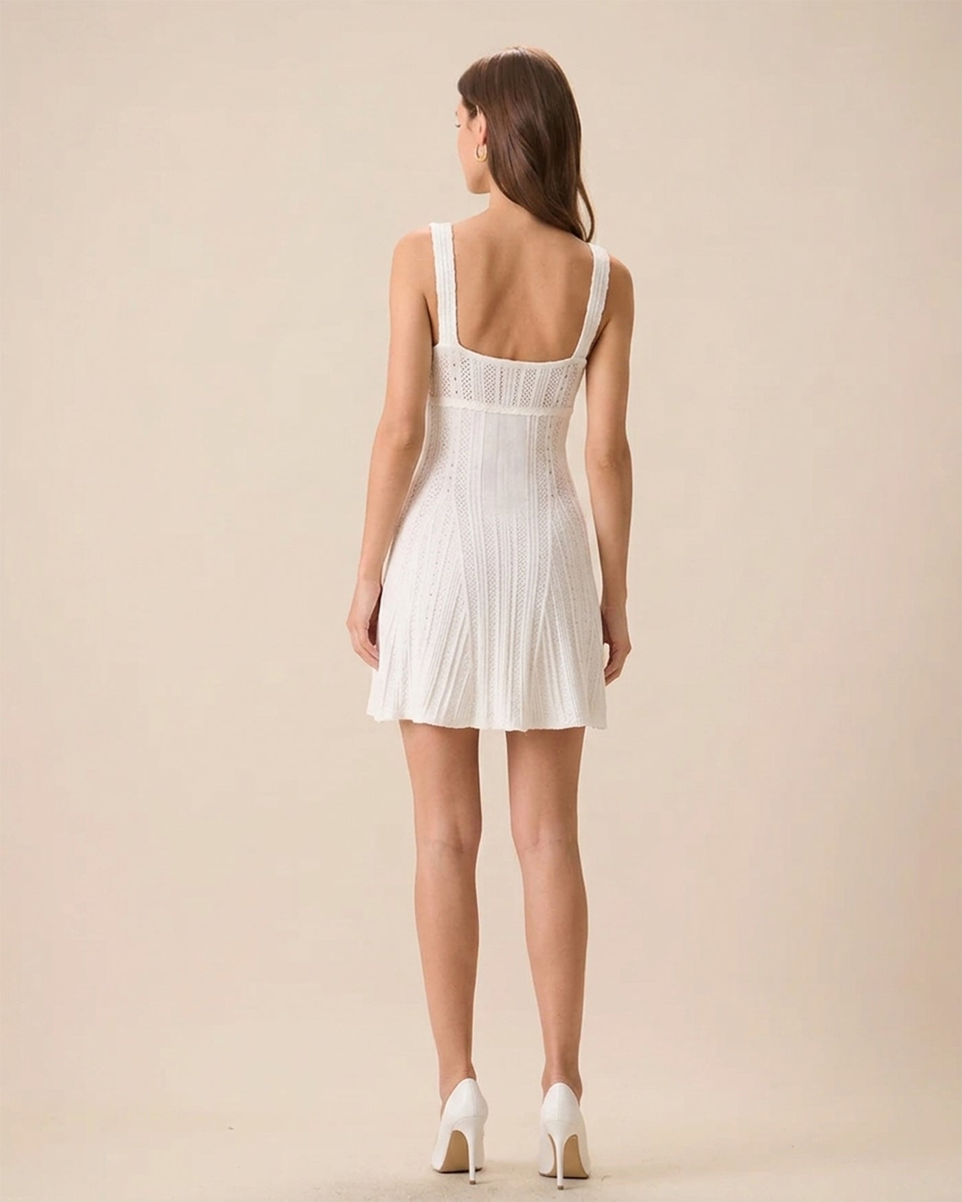 White Sleeveless Textured Mini Dress
