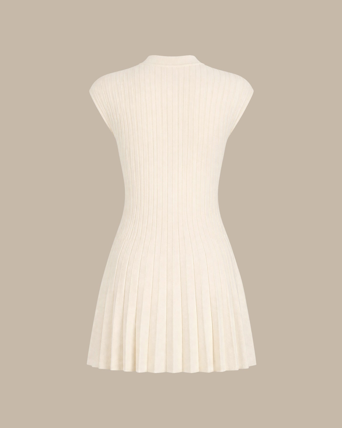 Apricot Mandarin Collar Mini Sweater Dress