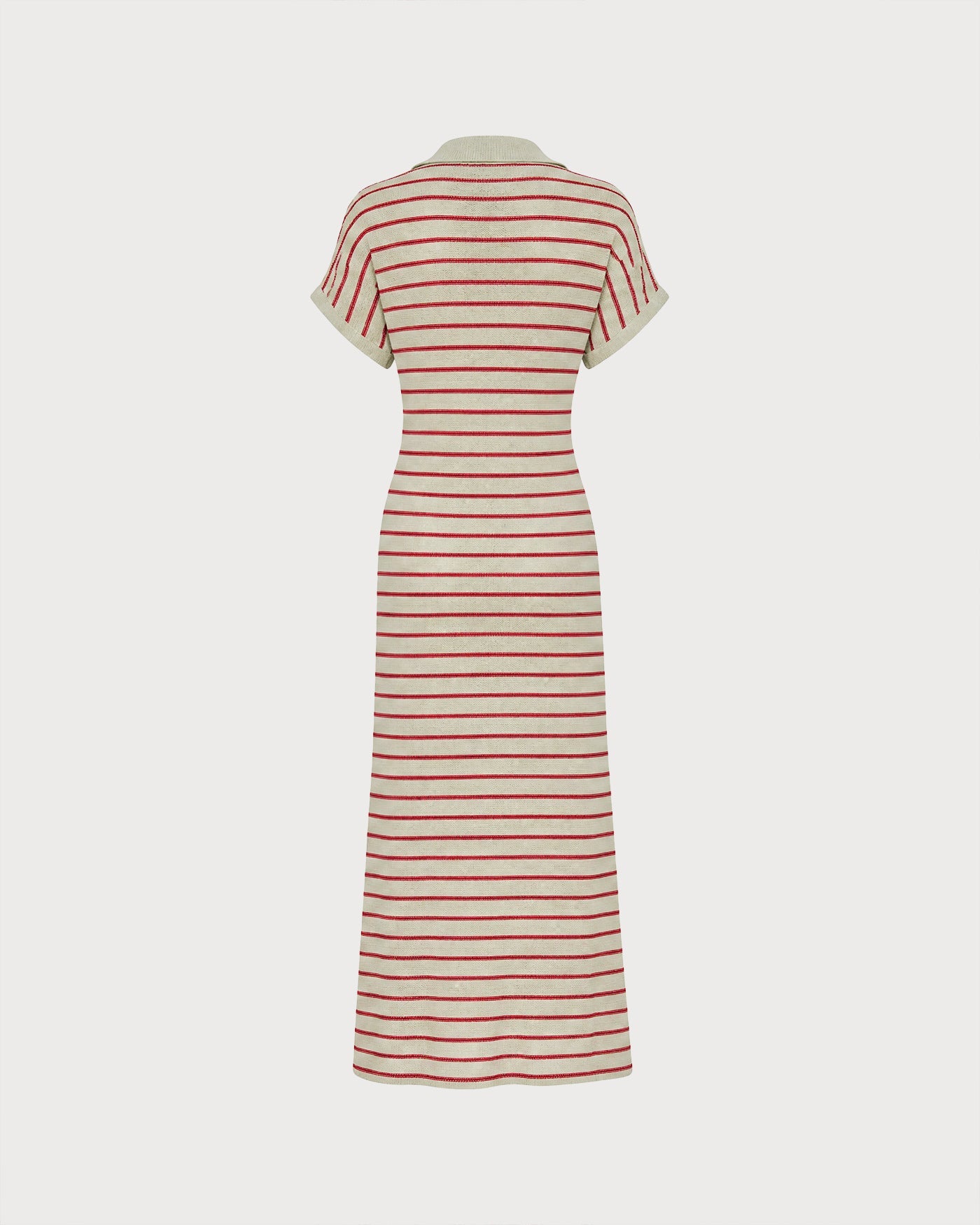 Camel V Neck Striped Midi Sweater Dress