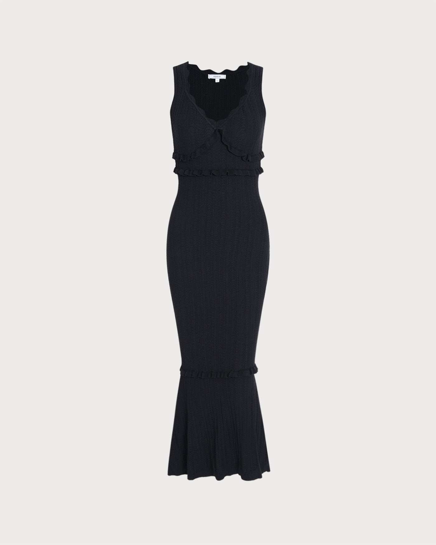 Black V Neck Mermaid Sweater Maxi Dress