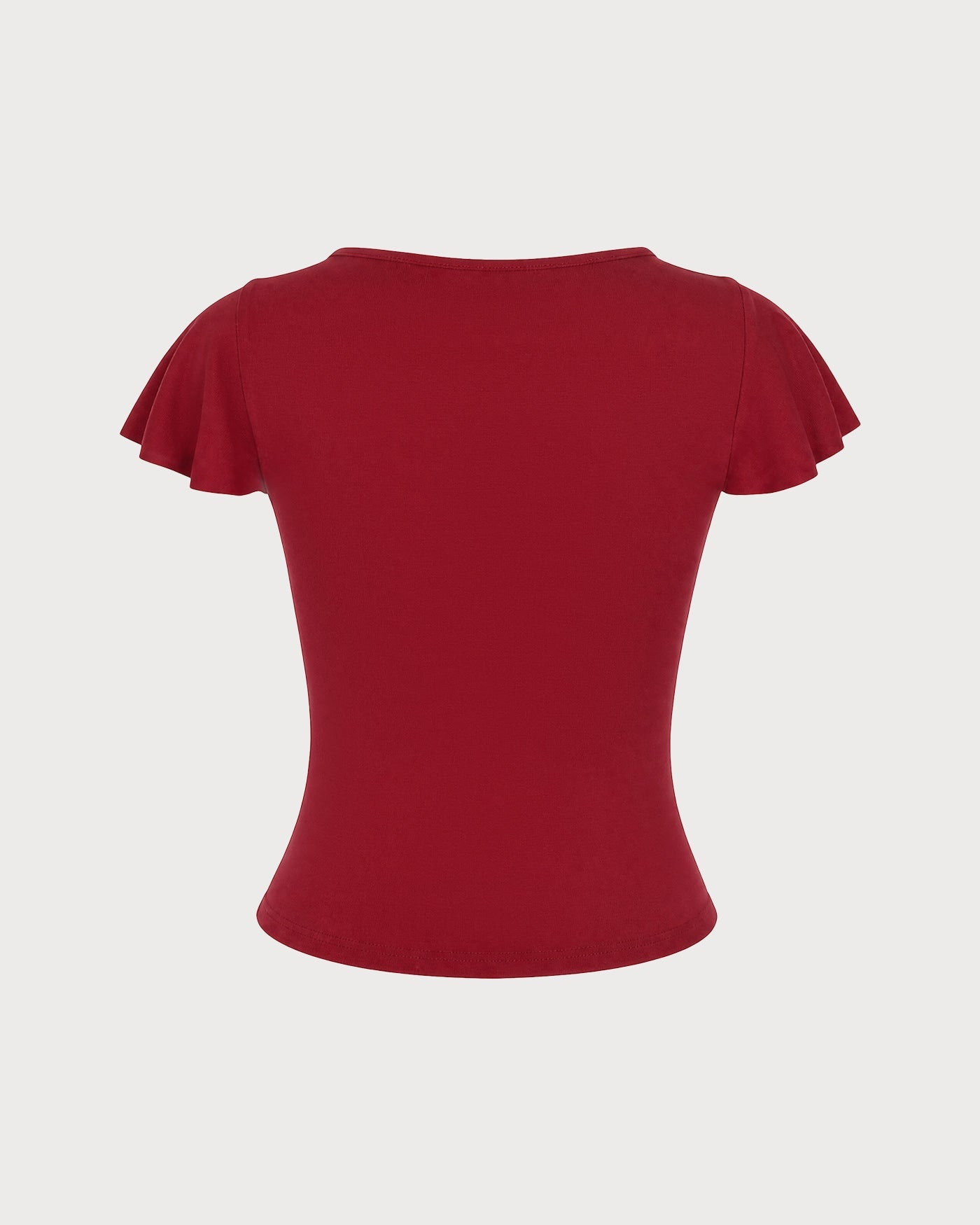 Red Solid Boat Neck Knit Tee