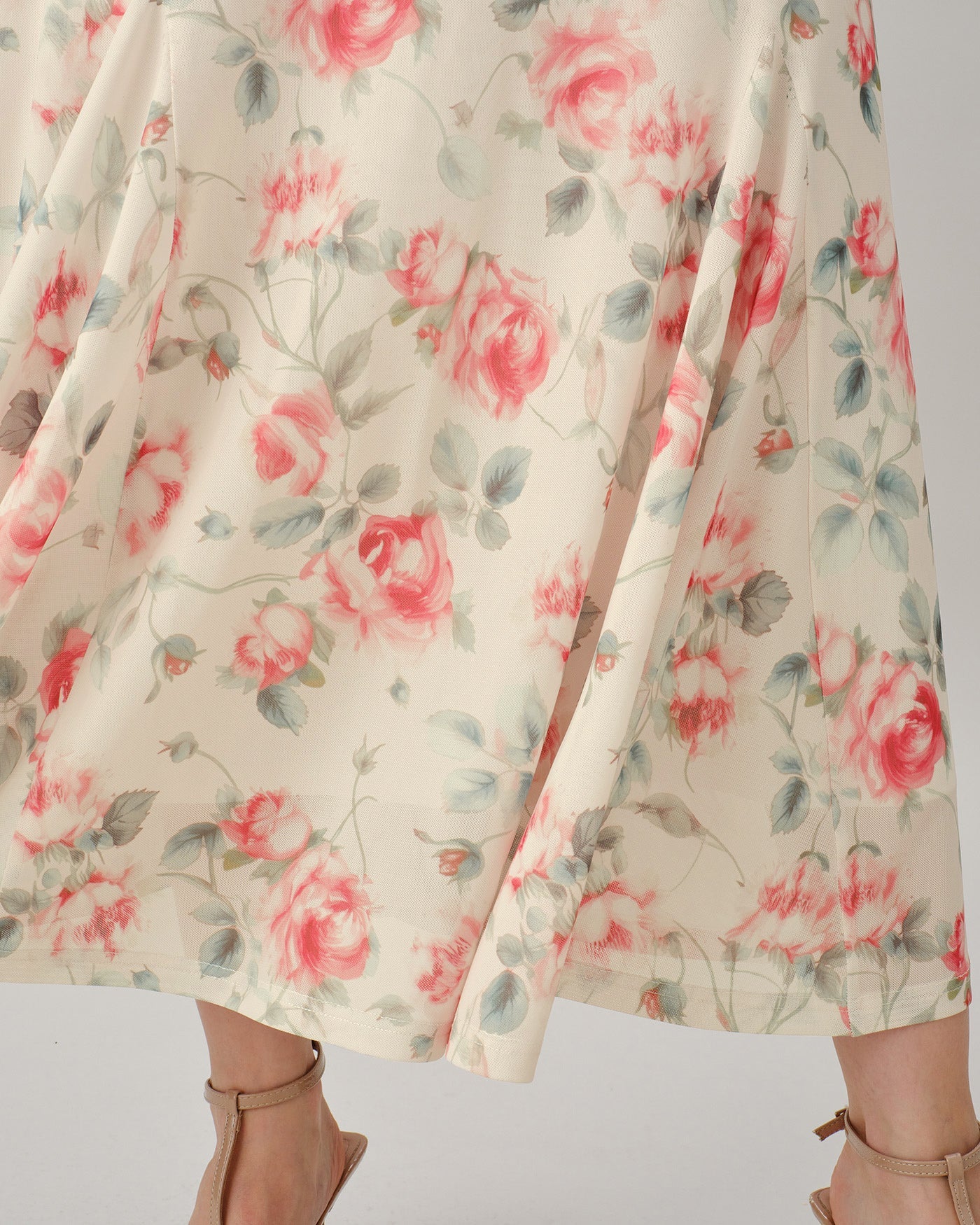 Pink Round Neck Sleeveless Floral Maxi Dress