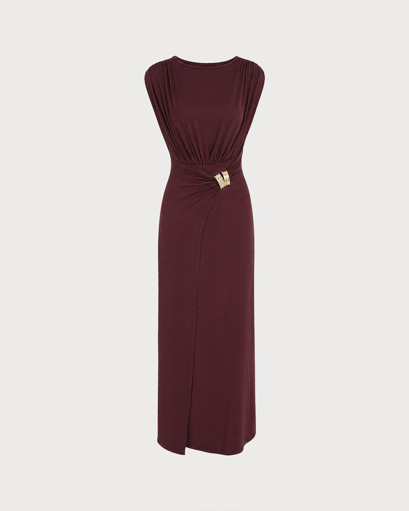 Wine Red Boat Neck Tunic Maxi Dress