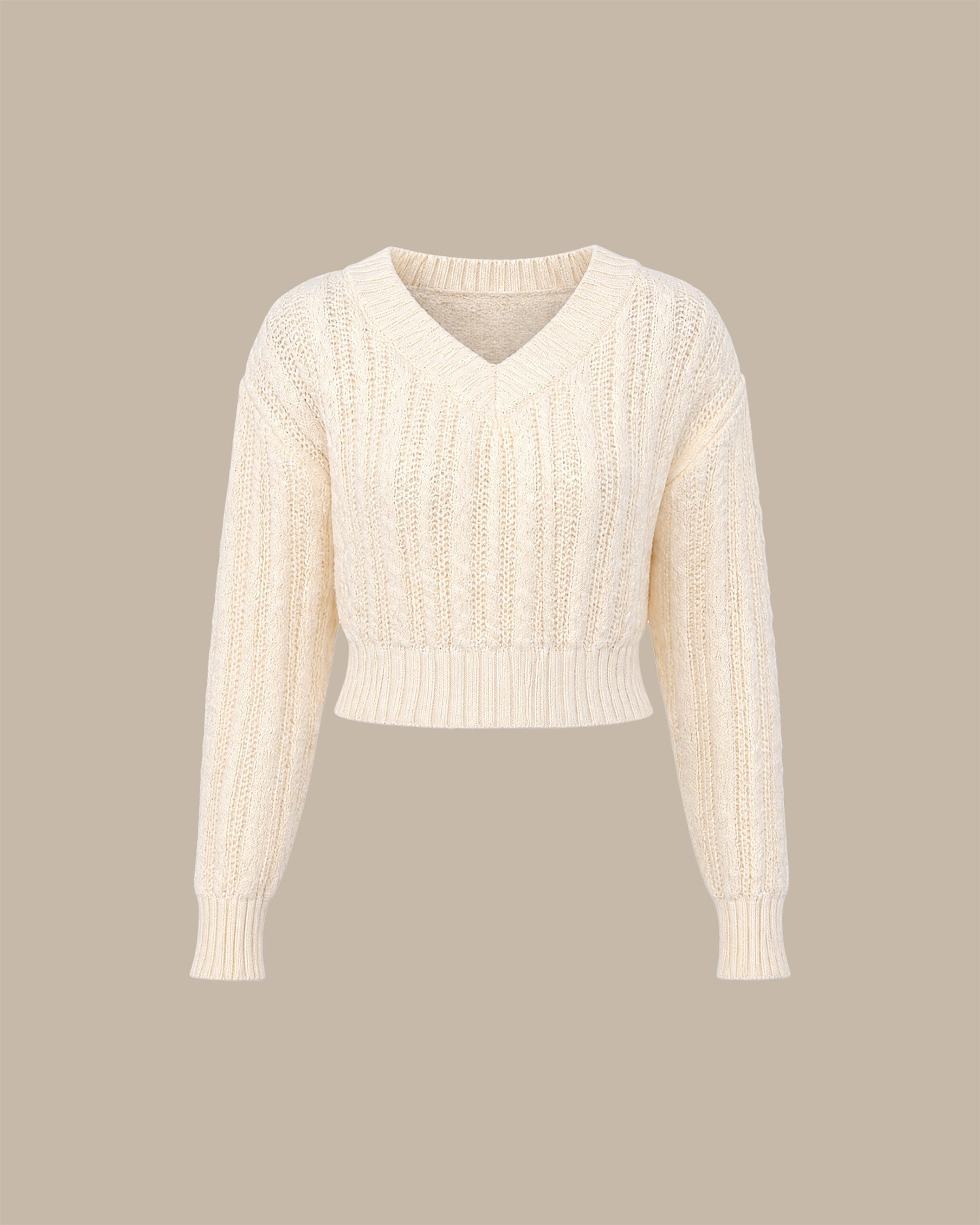 Apricot V Neck Cut Out Knit Sweater