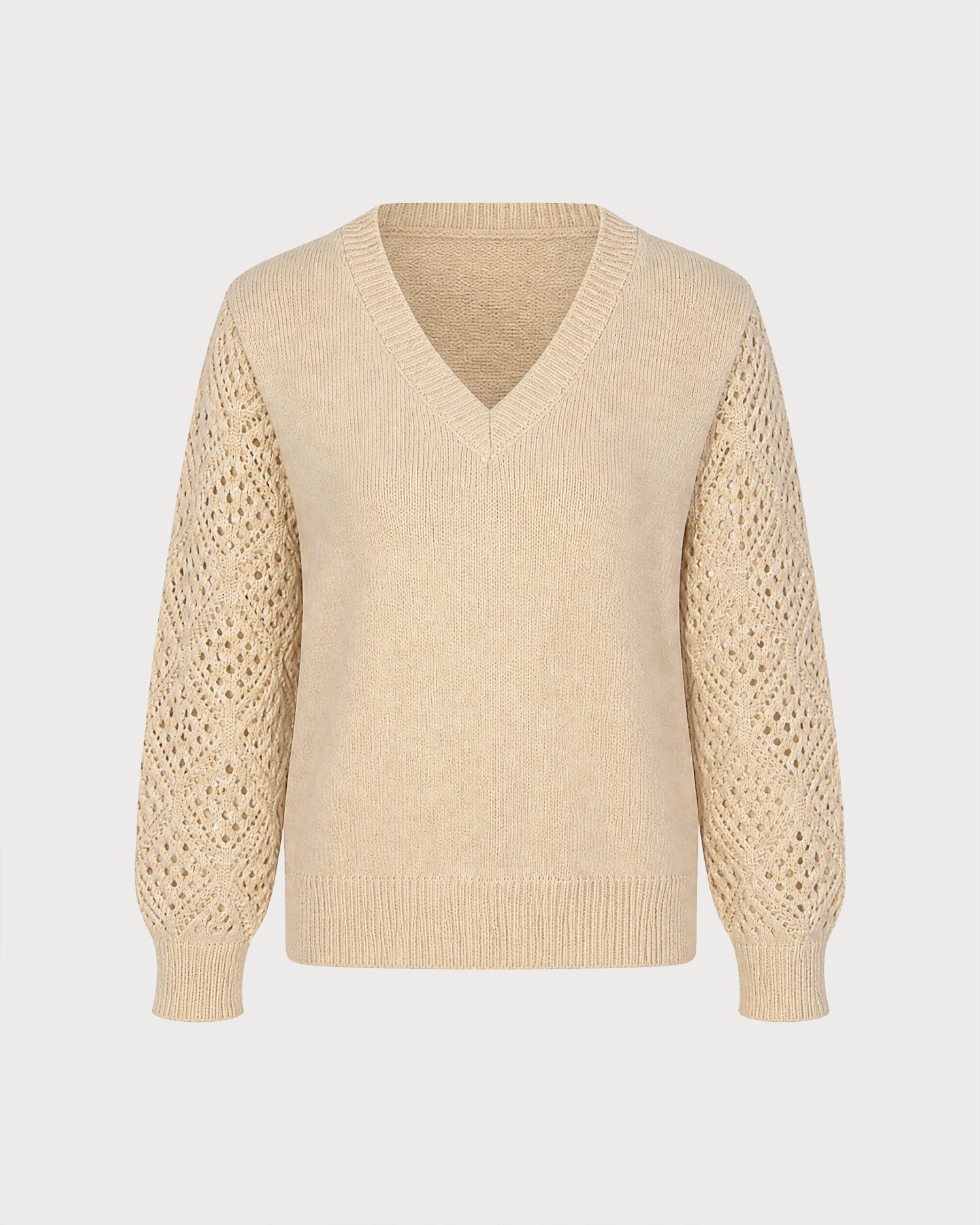 Khaki Textured Cut Out Knit Sweater