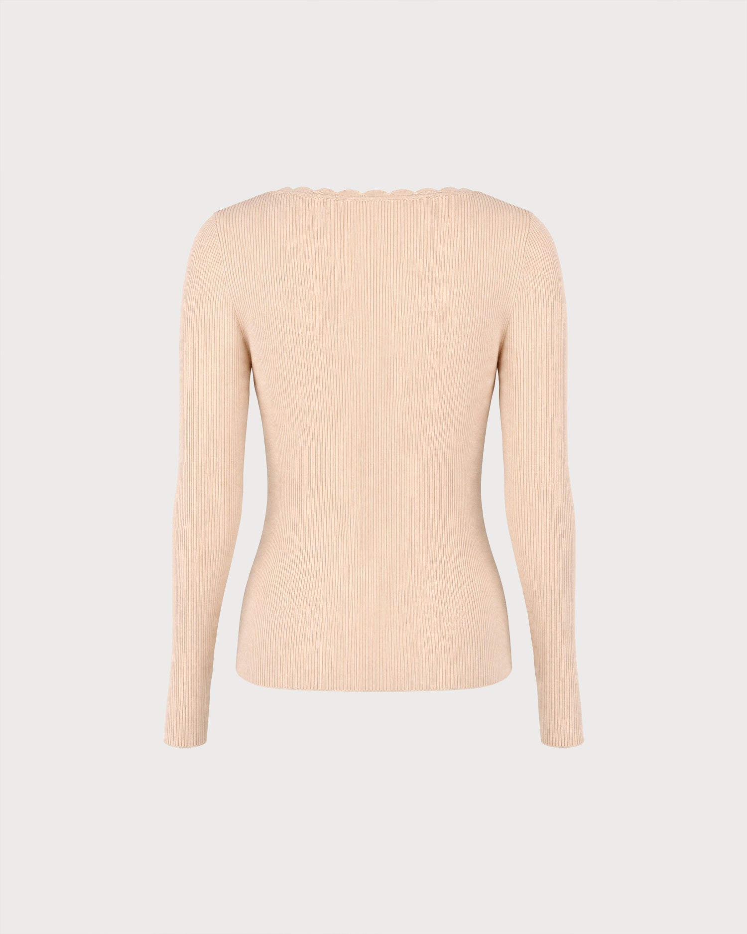 Apricot Solid V Neck Knit Sweater