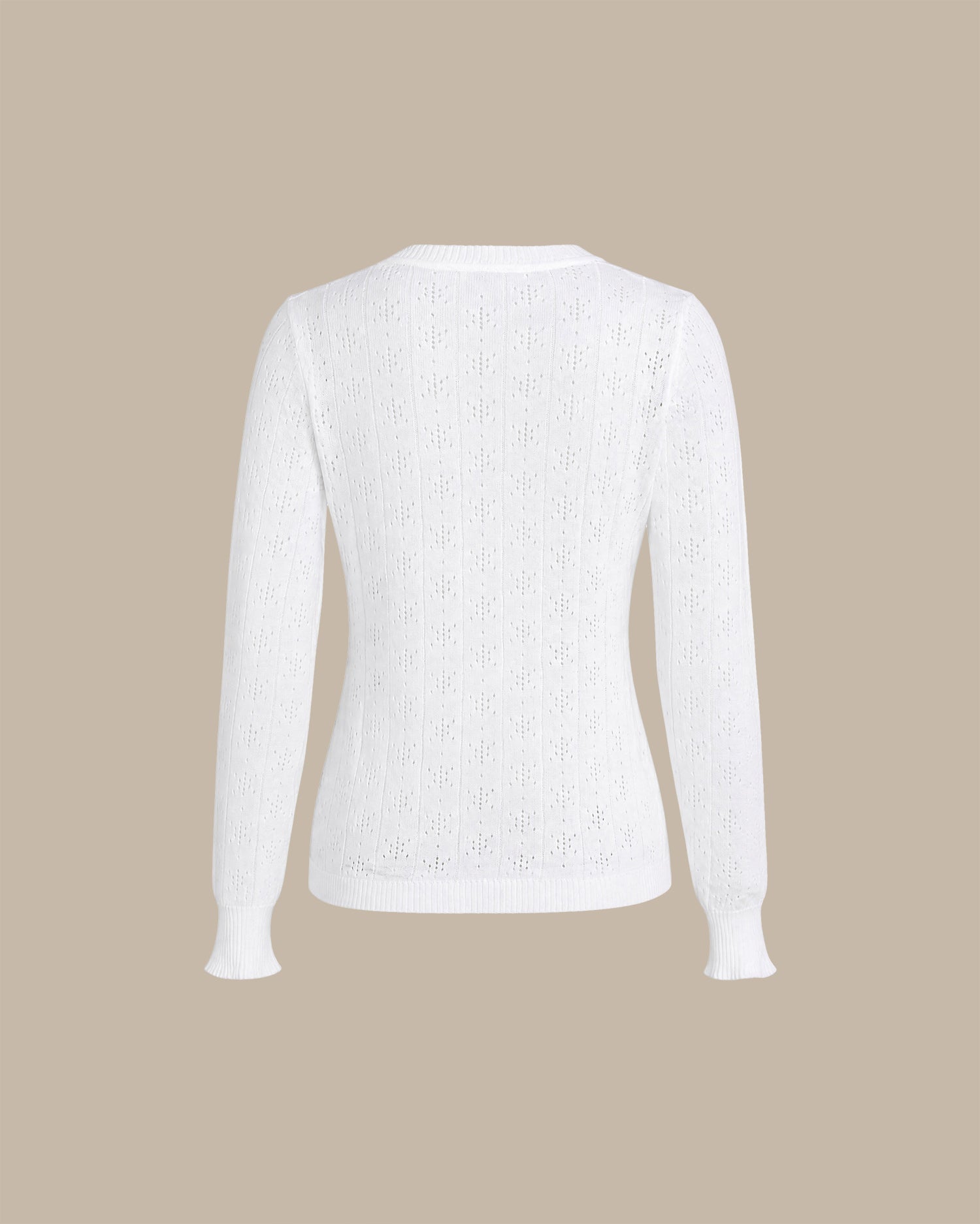 White Cut Out Textured Knit Cardigan