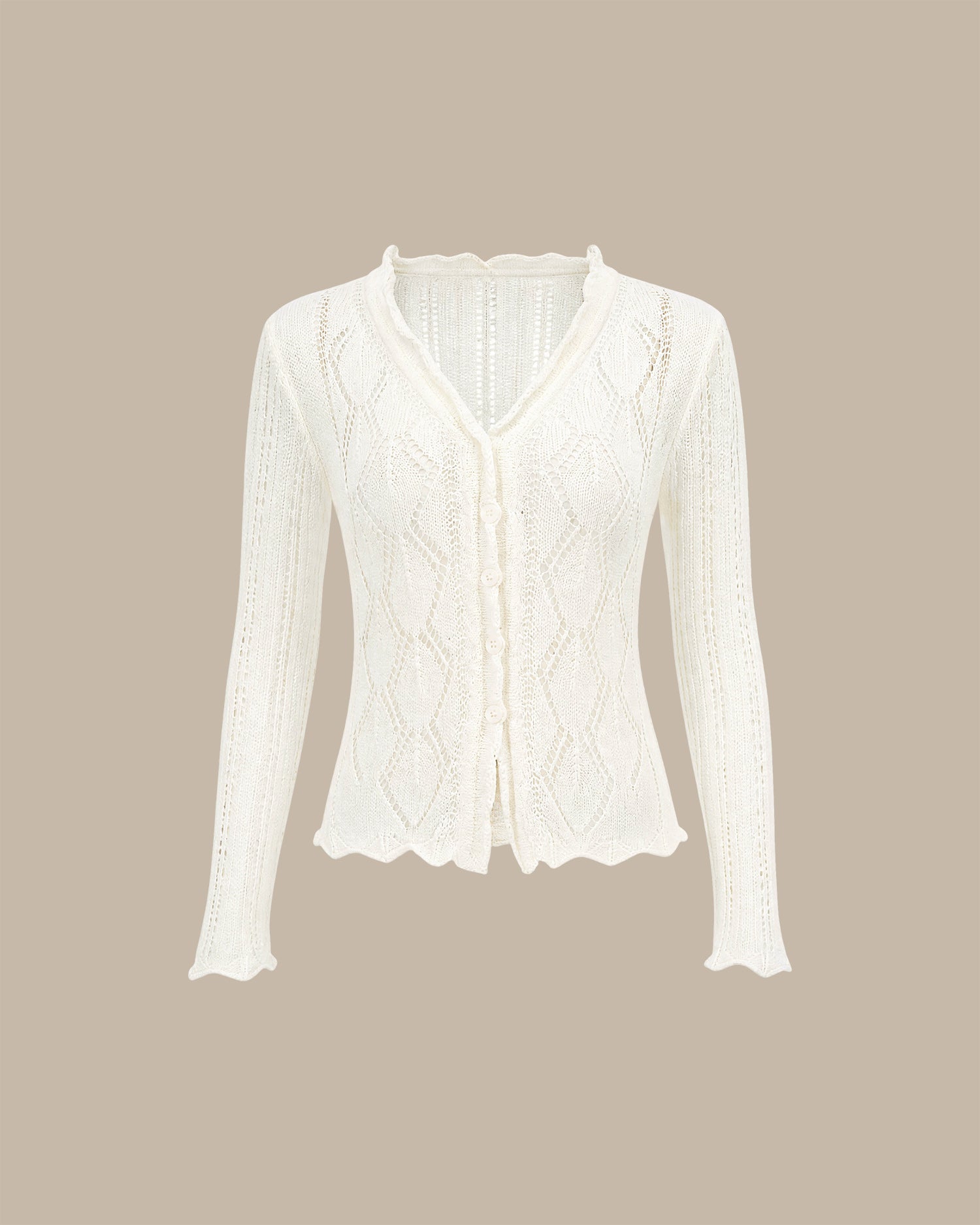 Apricot Cut Out Sequin Knit Cardigan