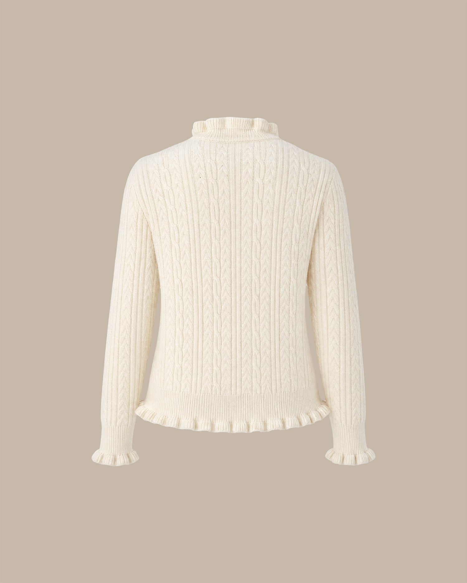 Apricot Ruffled Single Breasted Knit Cardigan