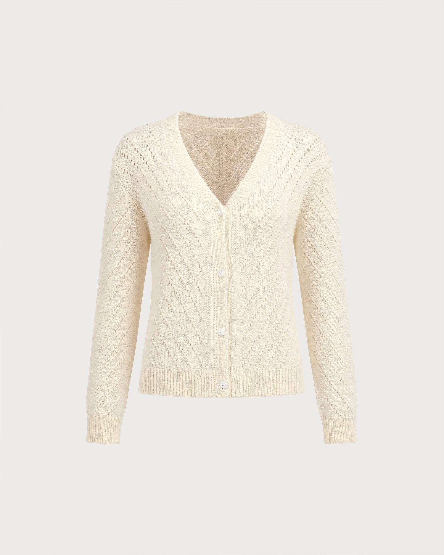 Apricot V Neck Textured Knit Cardigan