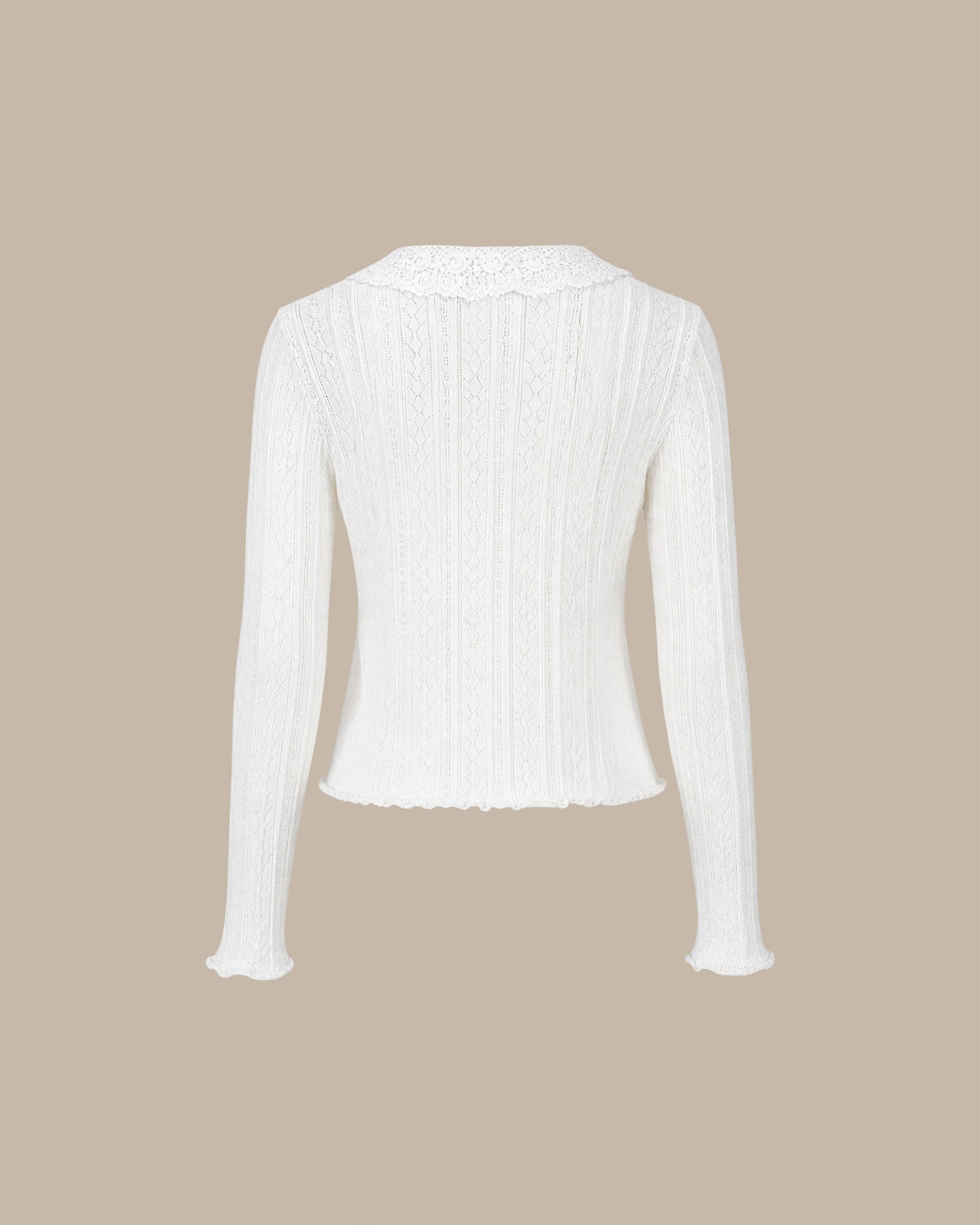 White Collar Single Breasted Knit Cardigan