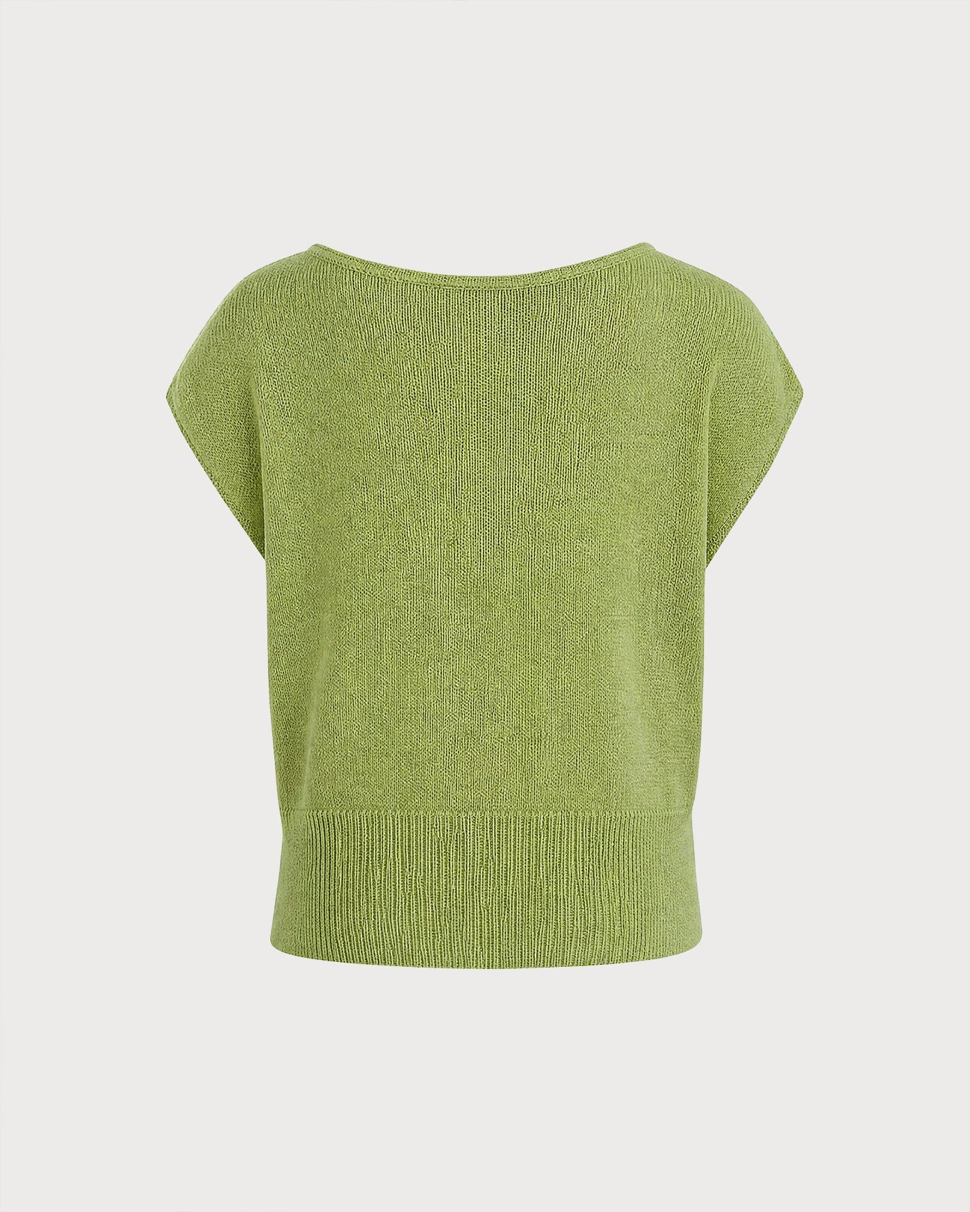Green Round Neck Drop Shoulder Knit Sweater