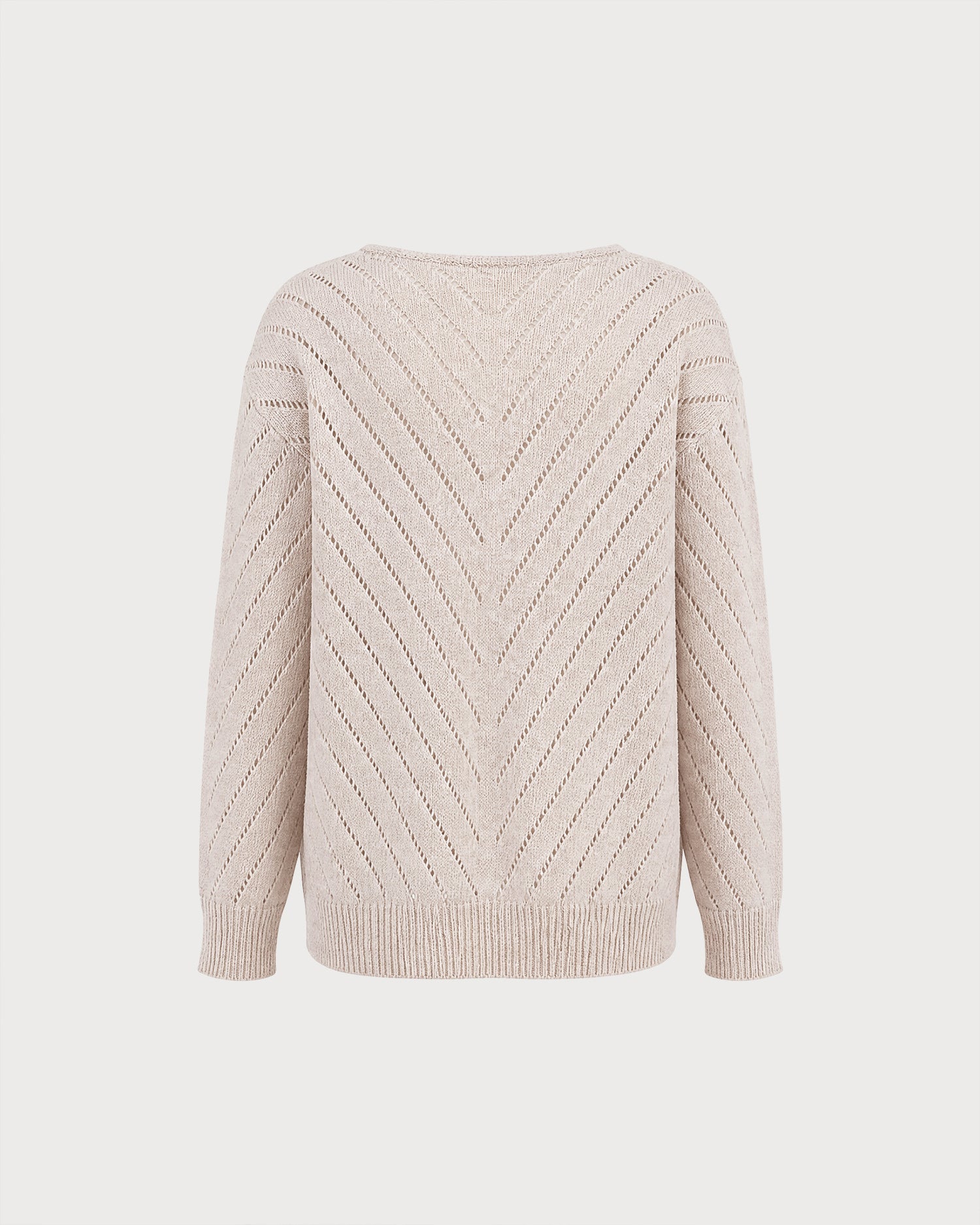 Apricot V Neck Textured Knit Sweater