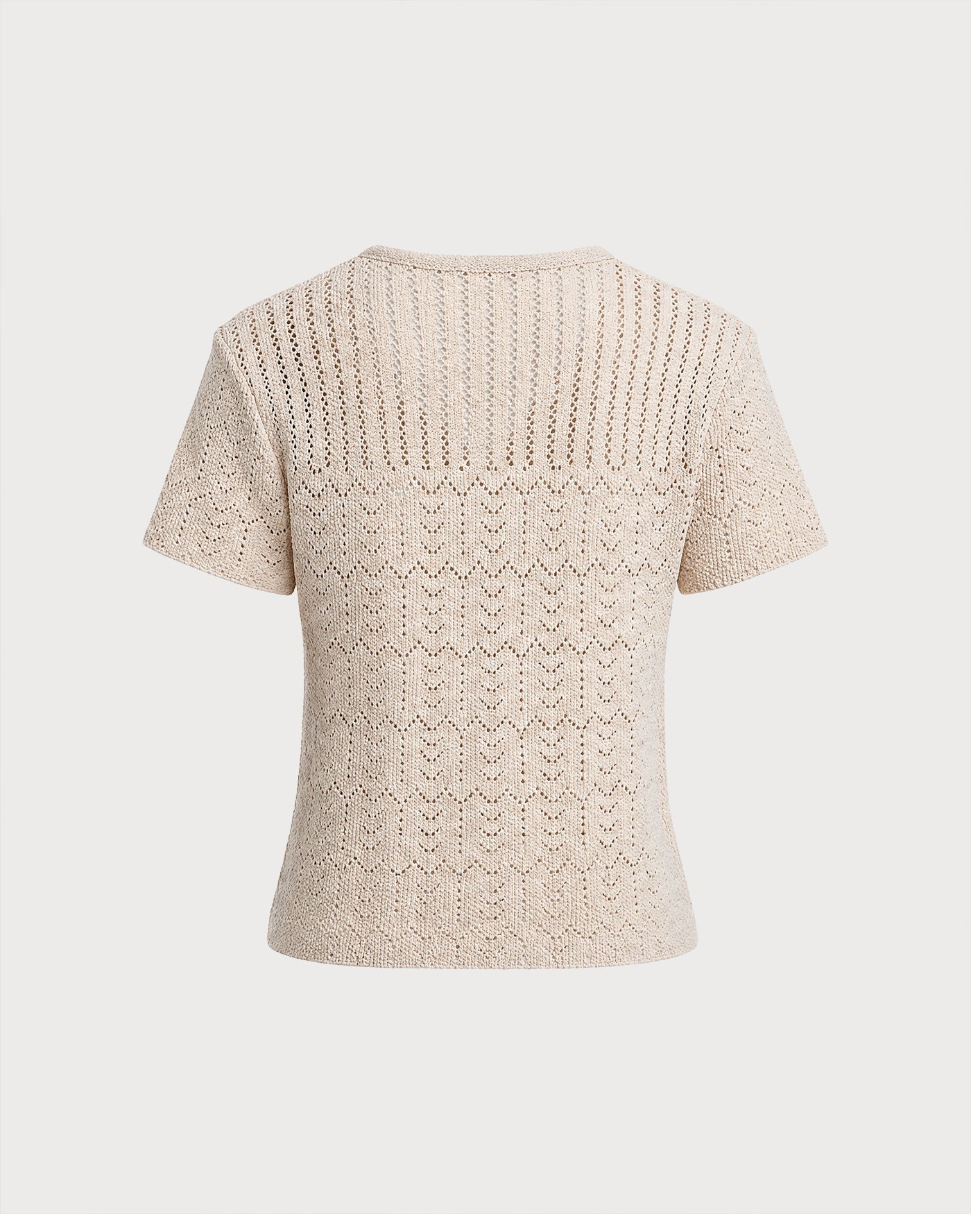 Beige V Neck Textured Button Knit Cardigan