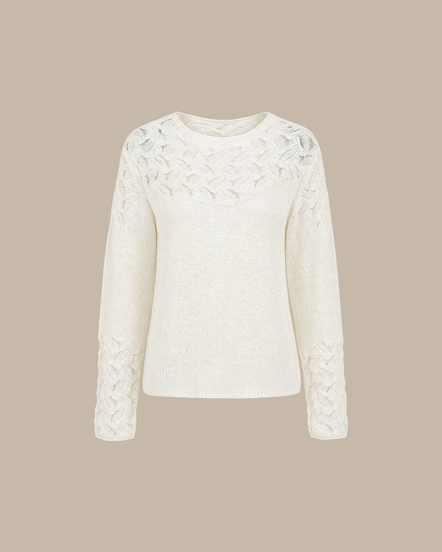 Off White Boat Neck Cut Out Knit Sweater